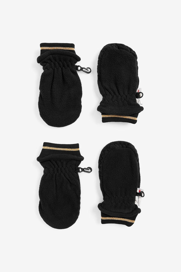 Black 2 Pack Thermal Fleece Mitts (3mths-6yrs)