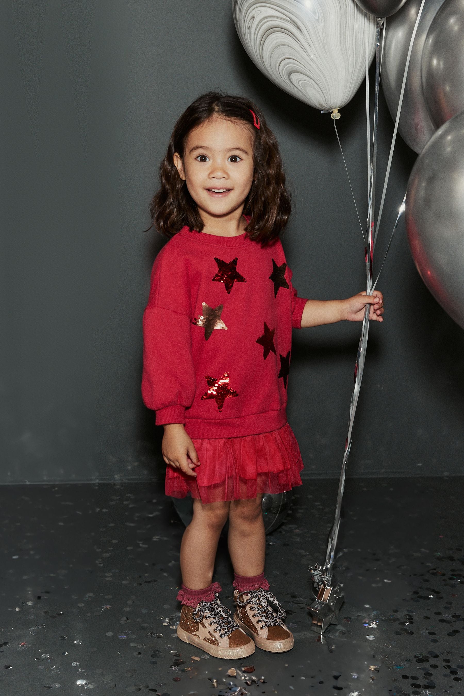 Red 2-In-1 Sequin Sweatshirt Party Dress (3mths-7yrs)