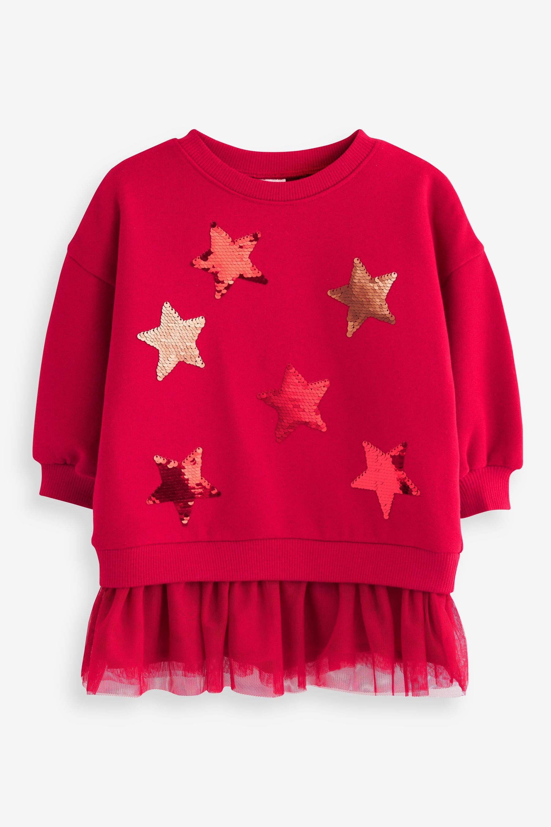 Red 2-In-1 Sequin Sweatshirt Party Dress (3mths-7yrs)