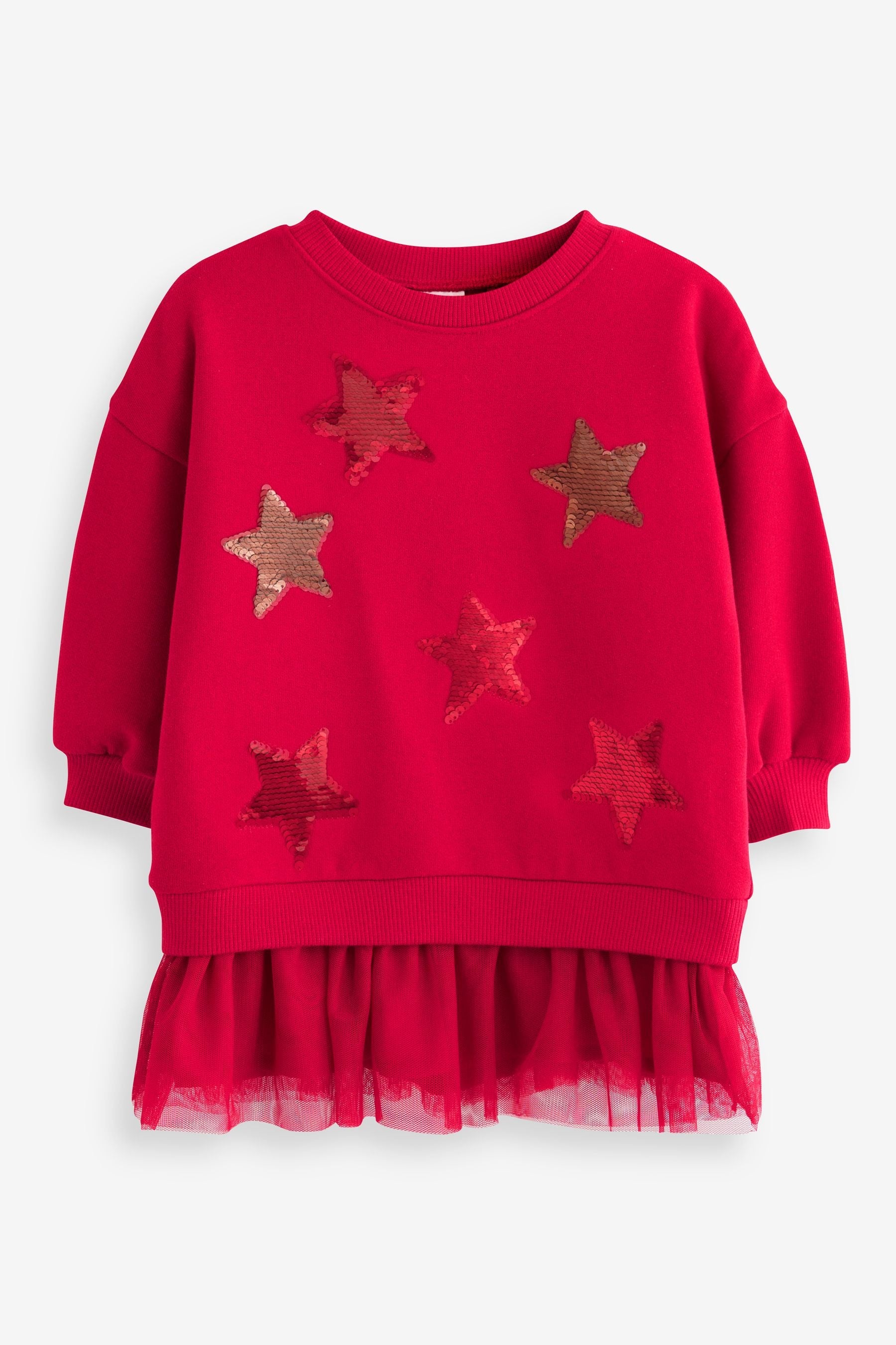 Red 2-In-1 Sequin Sweatshirt Party Dress (3mths-7yrs)