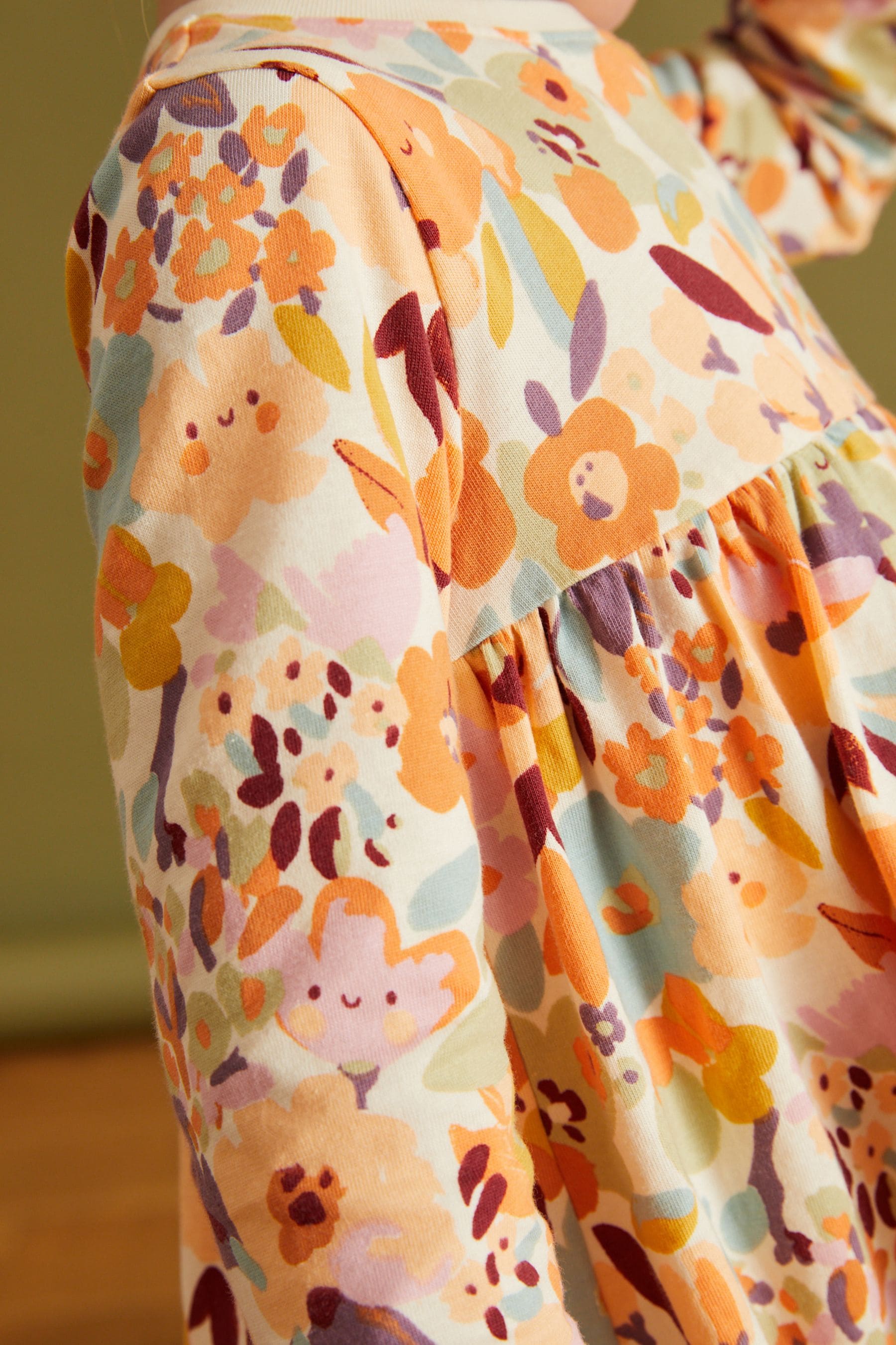 Multicolour Floral Long Sleeve Jersey Dress (3mths-7yrs)