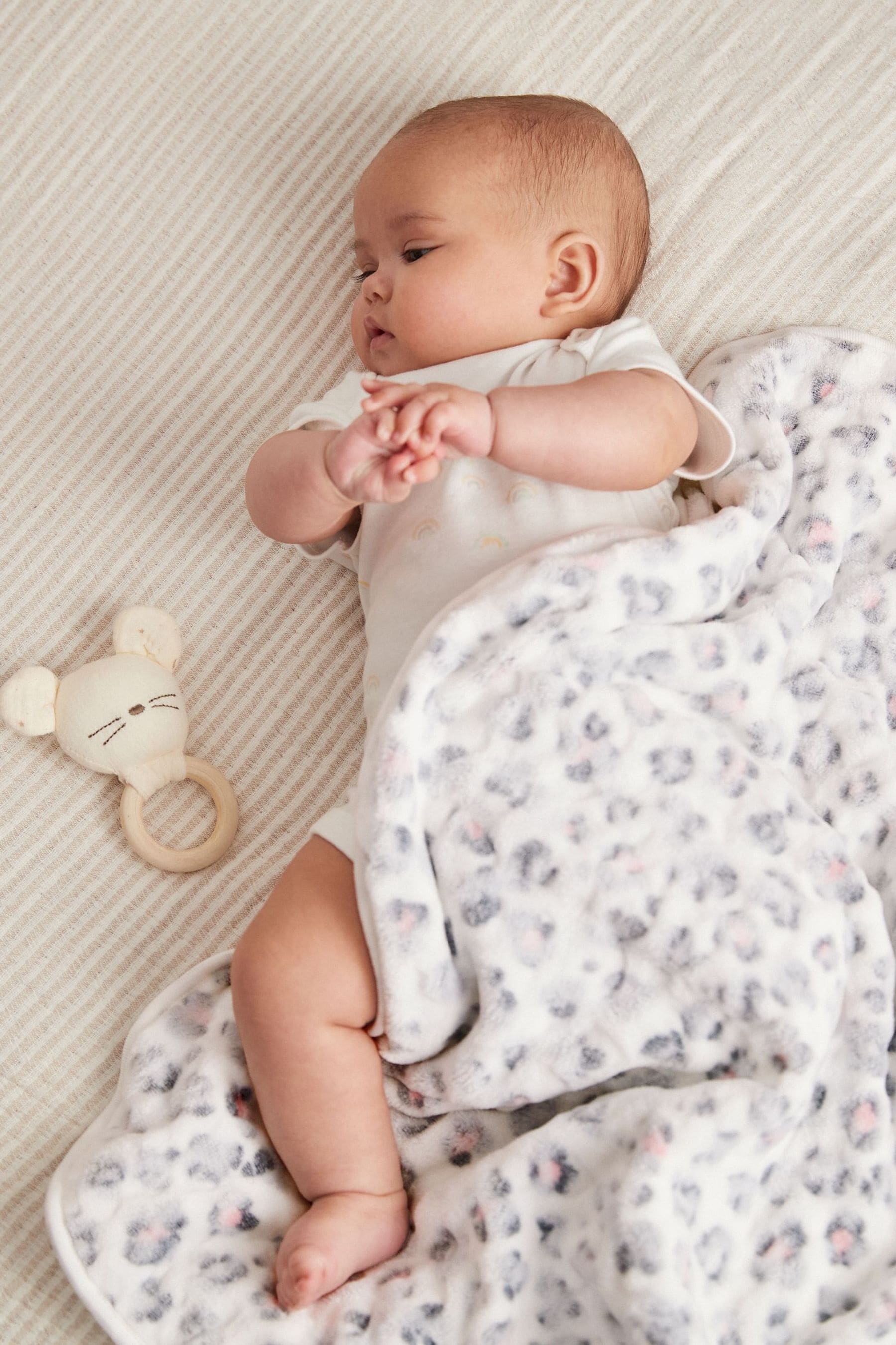 White Leopard Baby Fleece Blanket