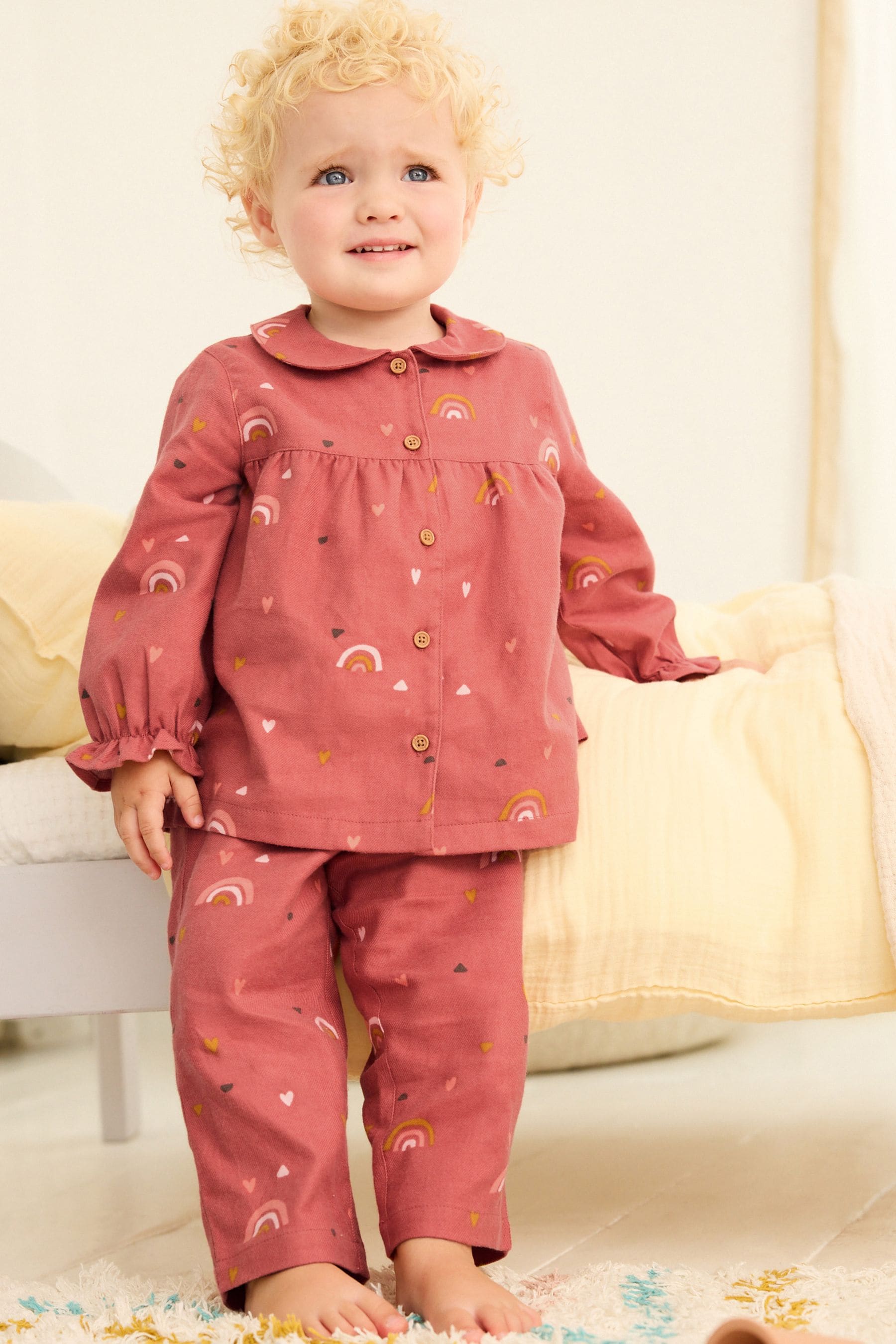 Rust Rainbow Button Through Pyjamas (9mths-10yrs)