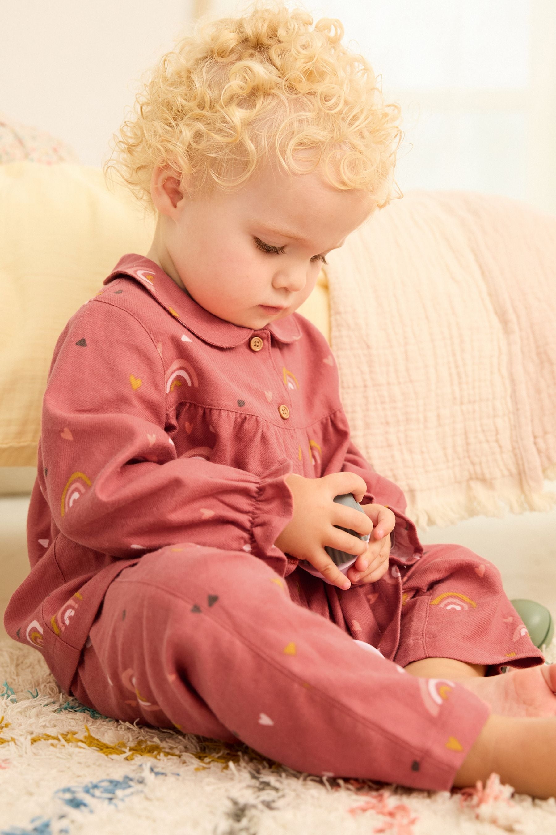 Rust Rainbow Button Through Pyjamas (9mths-10yrs)