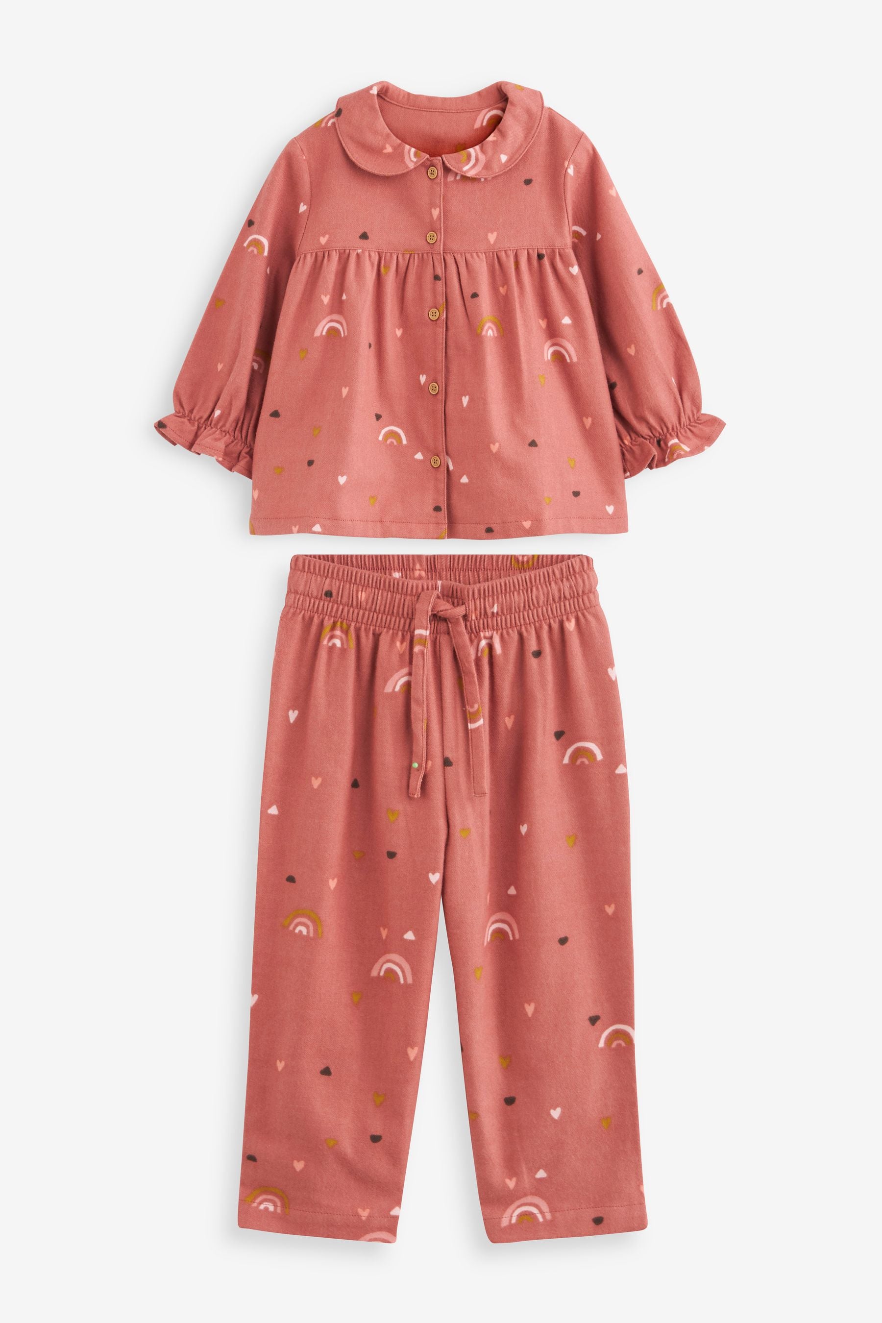 Rust Rainbow Button Through Pyjamas (9mths-10yrs)