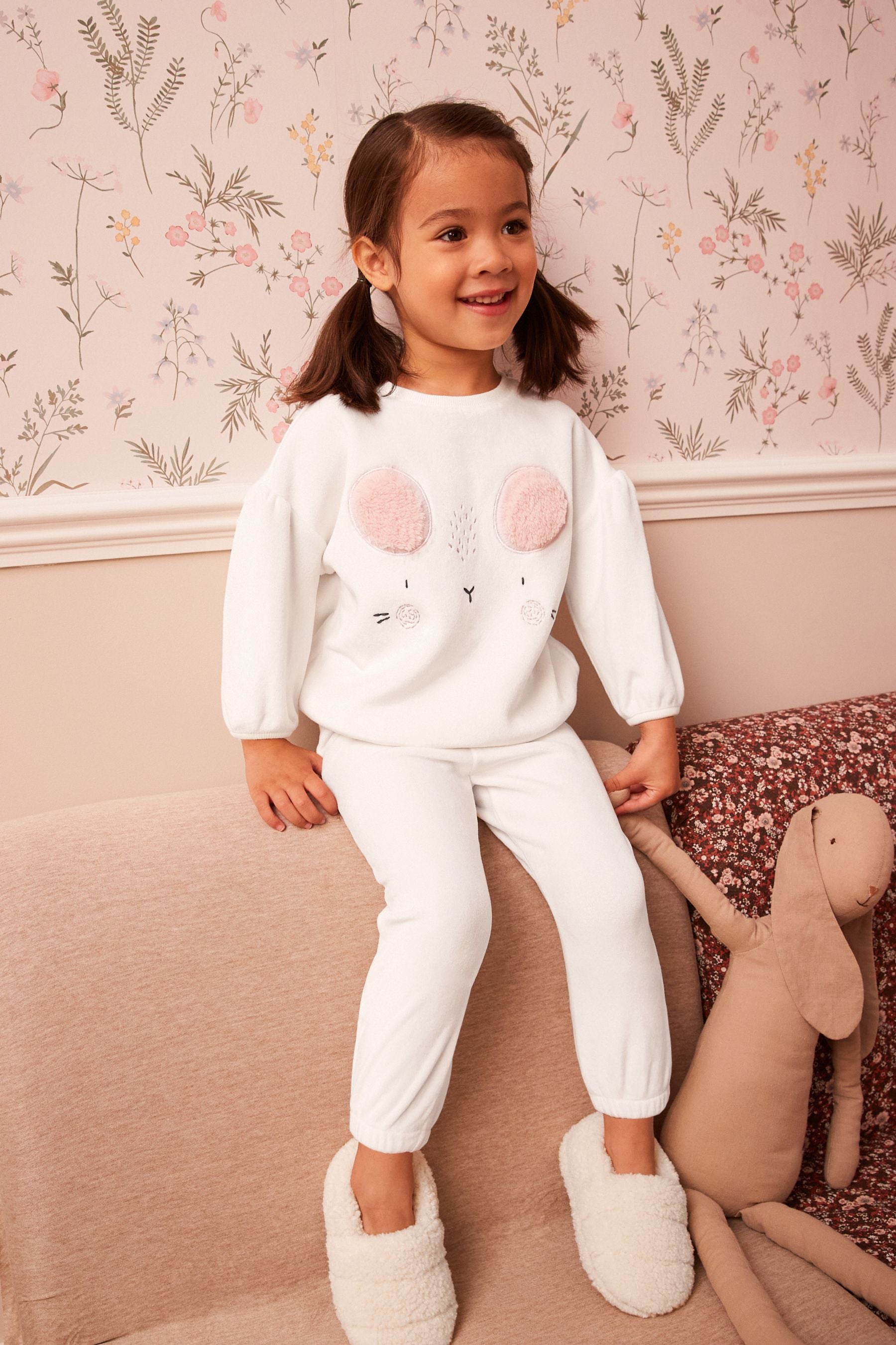 Ecru Cream Mouse Cosy Fleece Pyjamas (3-16yrs)