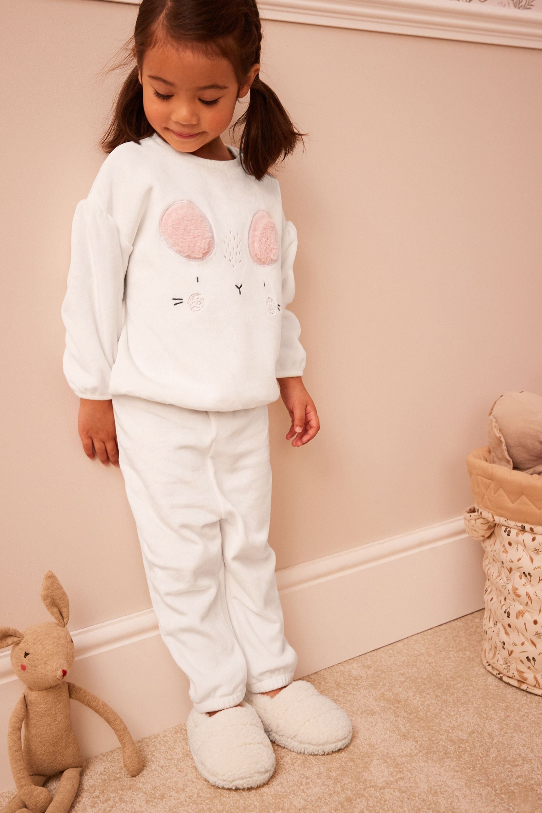 Ecru Cream Mouse Cosy Fleece Pyjamas (3-16yrs)