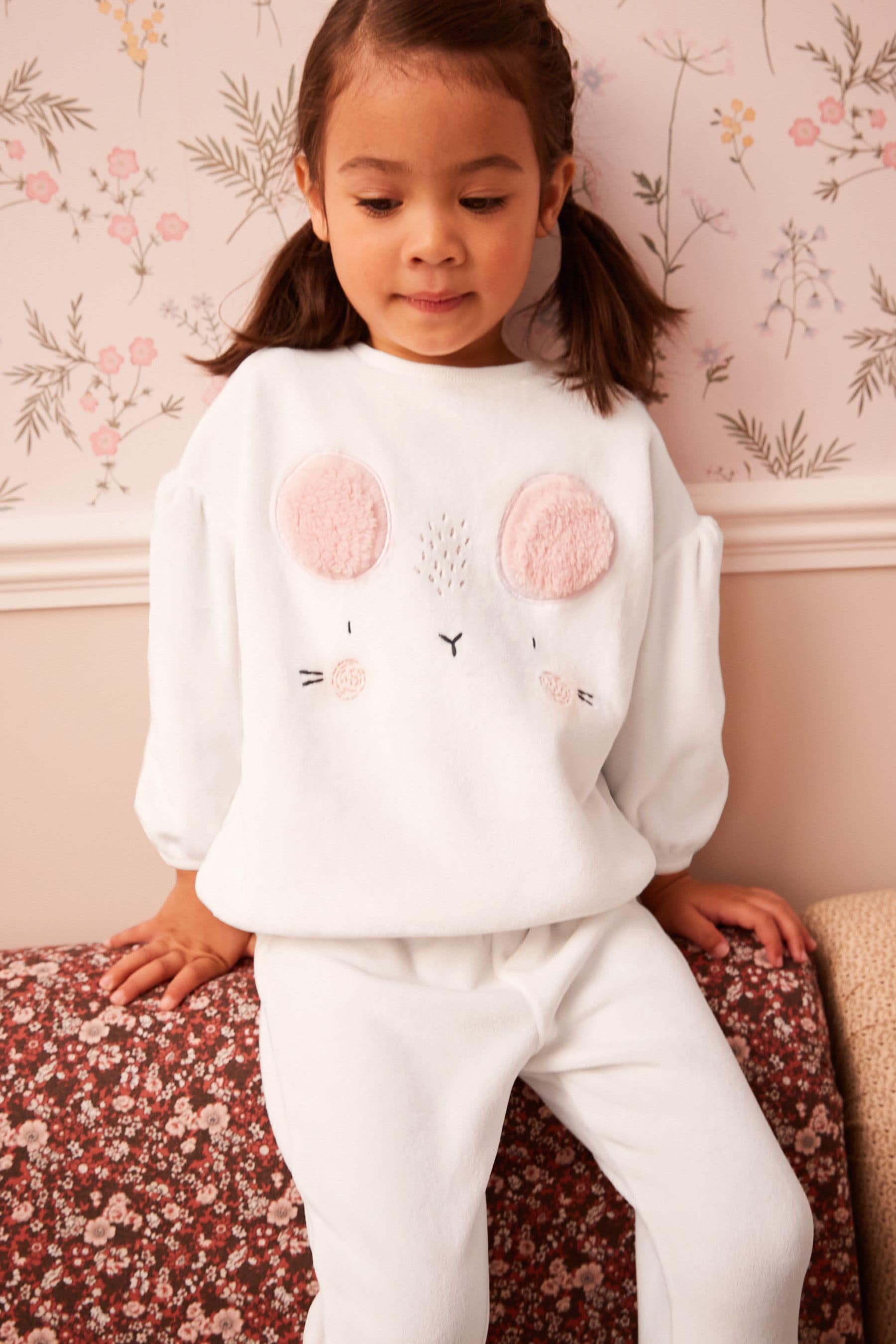 Ecru Cream Mouse Cosy Fleece Pyjamas (3-16yrs)