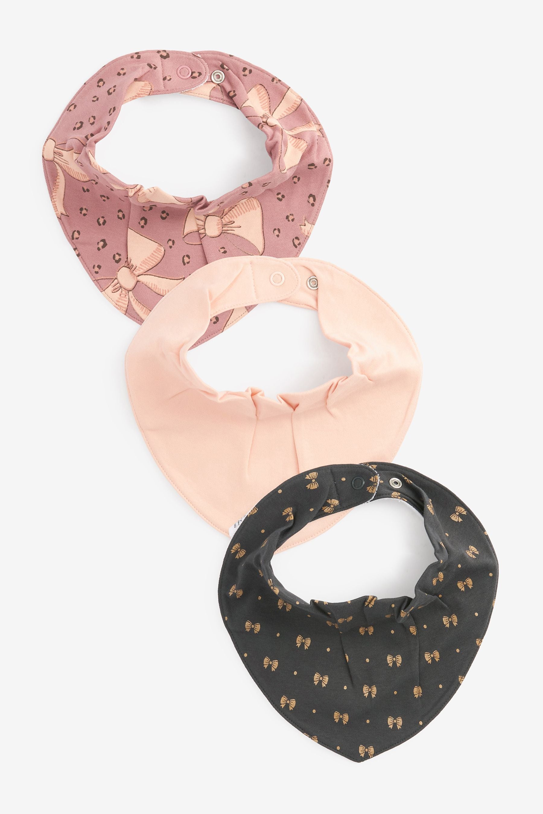 Pink/Grey Bow 3 Pack Baby Dribble Bibs