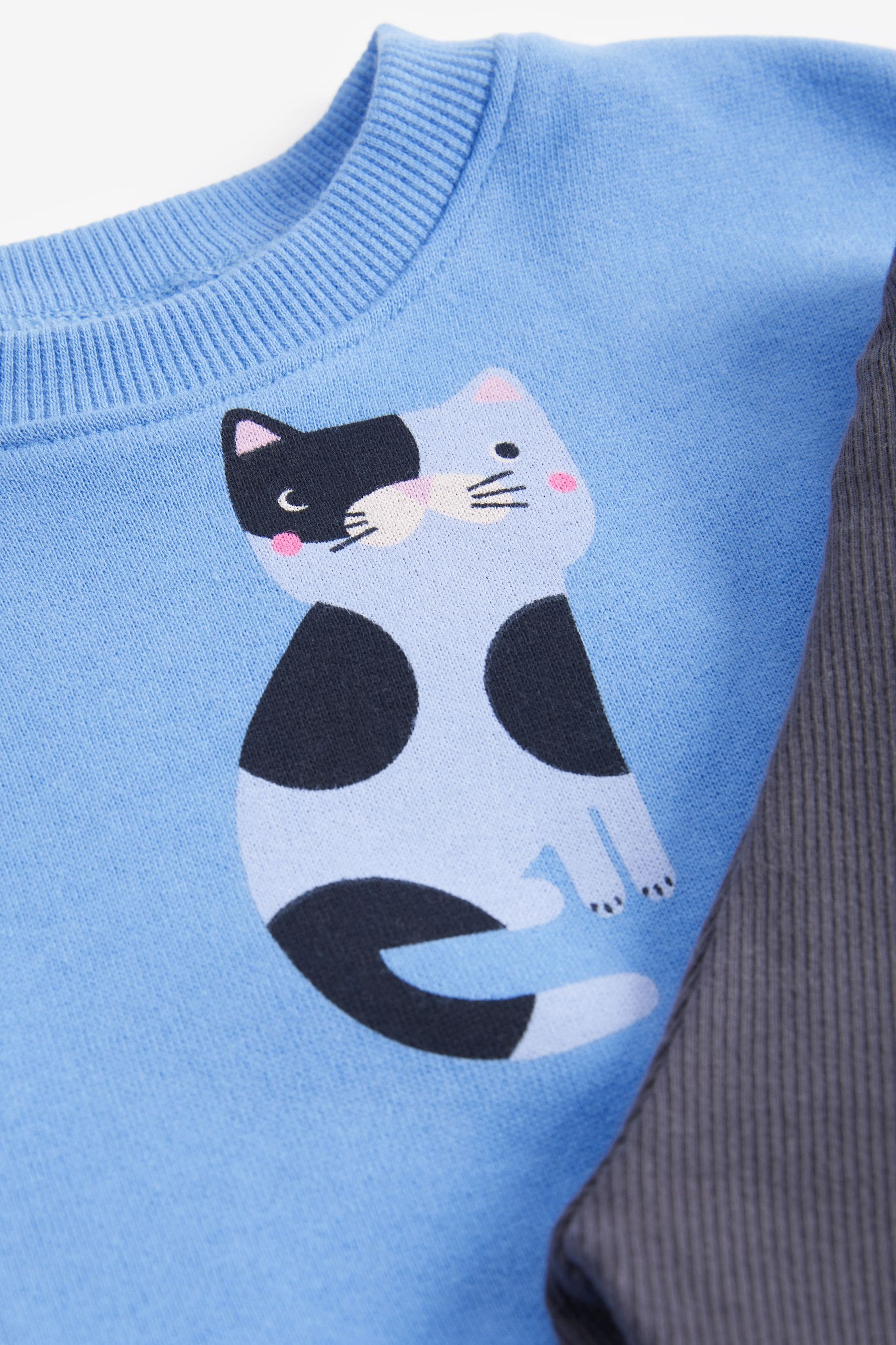 Blue Cat Printed Sweatshirt and Leggings Set (3mths-7yrs)