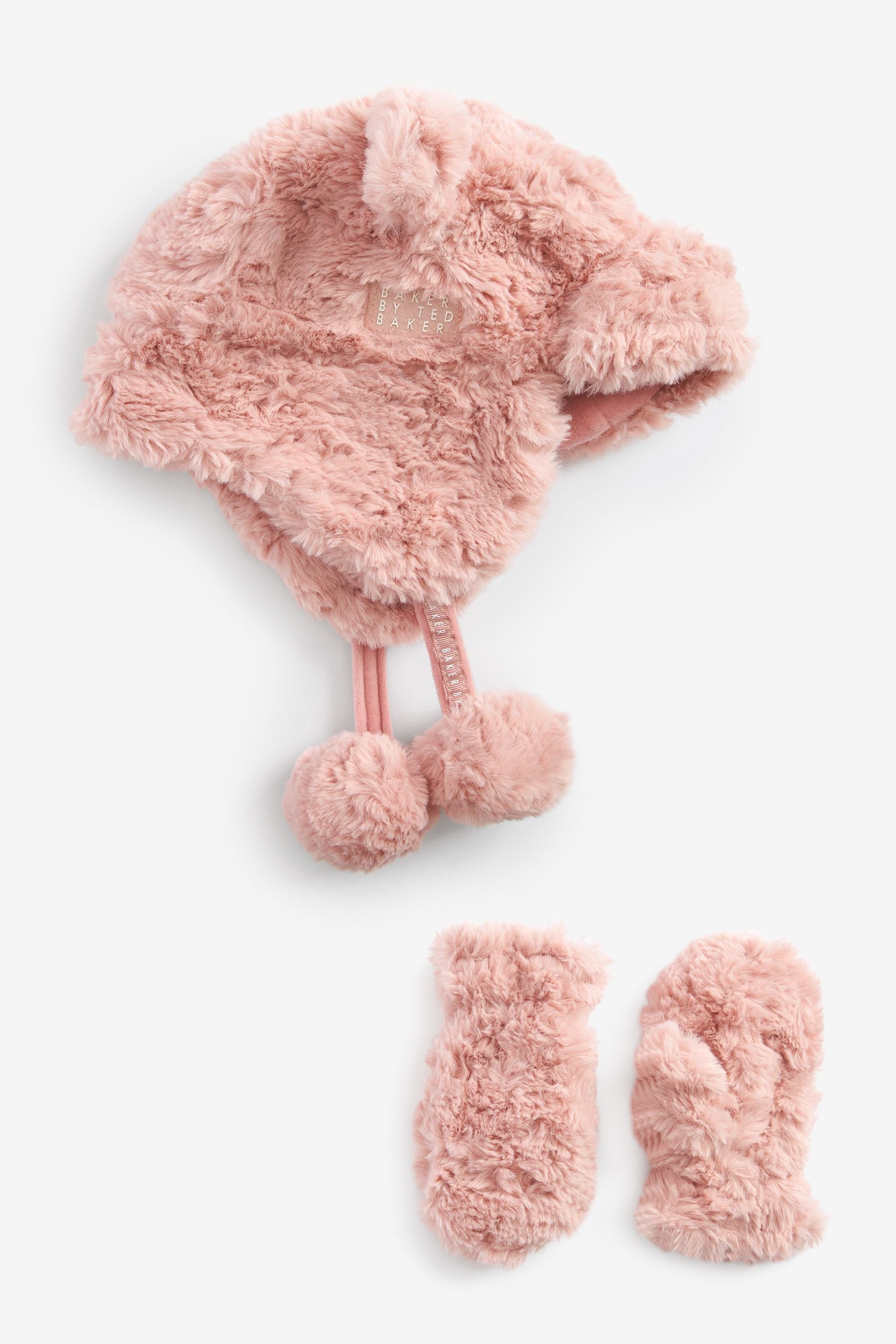 Pink Baker by Ted Baker Pink Faux Fur Trapper Hat Set