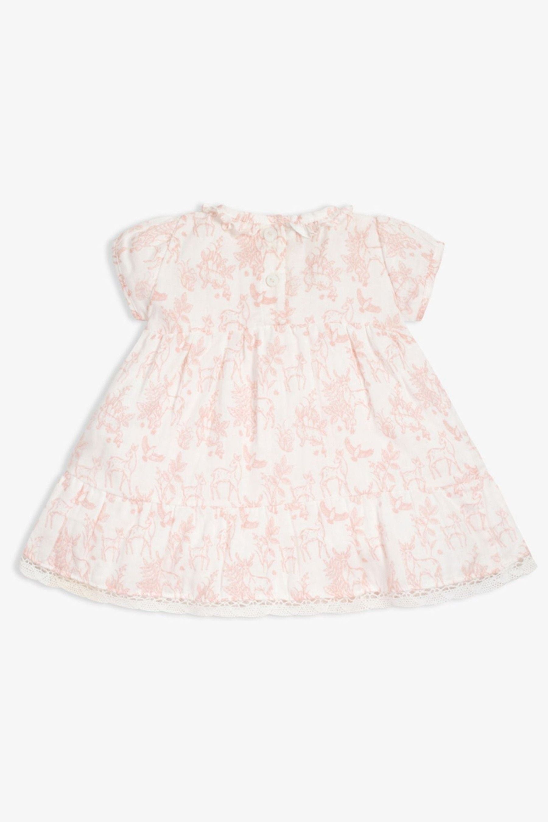 Pink The Little Tailor Pink Woodland Baby Dress And Bloomer Set