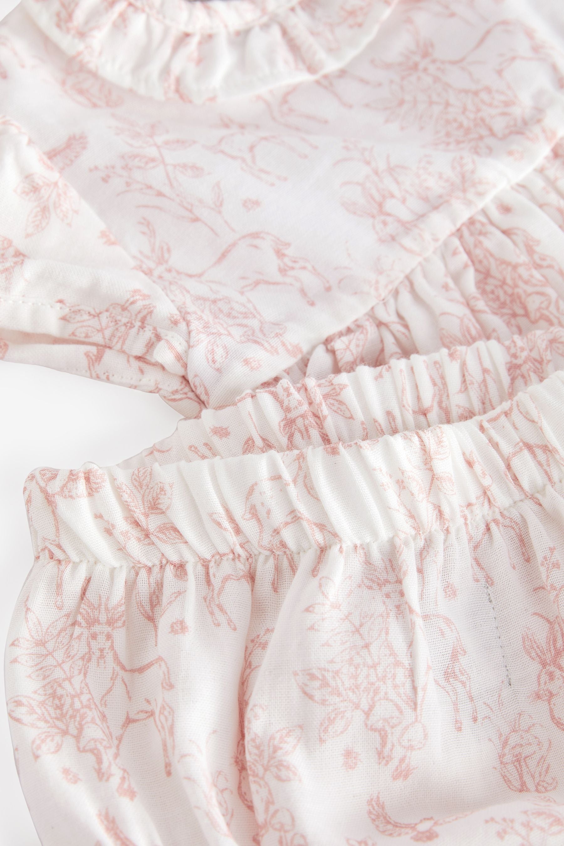 Pink The Little Tailor Pink Woodland Baby Dress And Bloomer Set