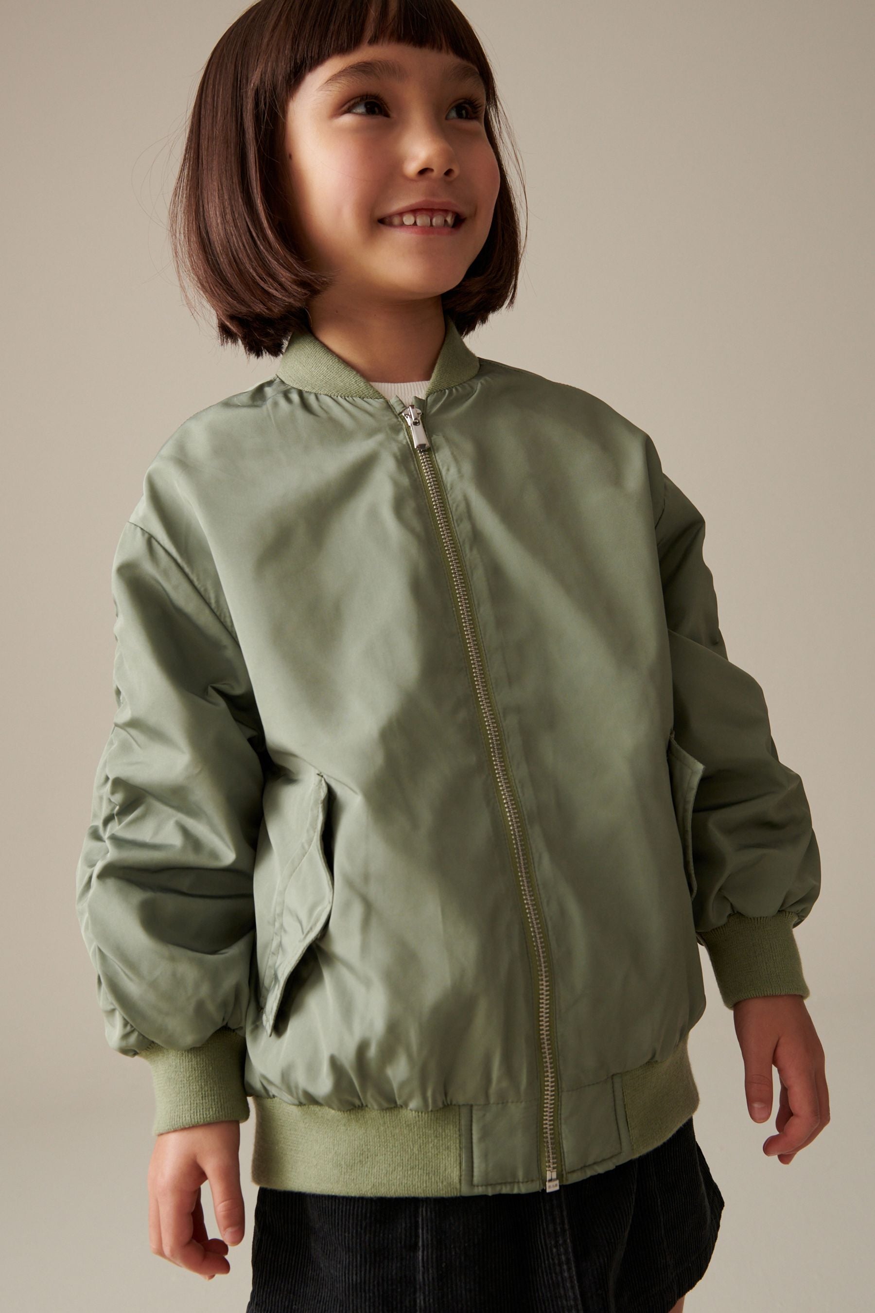 Khaki Green Shower Resistant Bomber Jacket (3-16yrs)