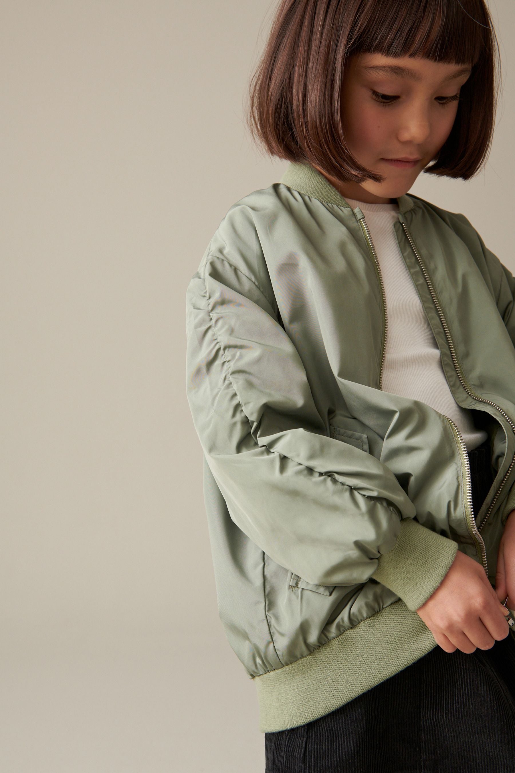 Khaki Green Shower Resistant Bomber Jacket (3-16yrs)