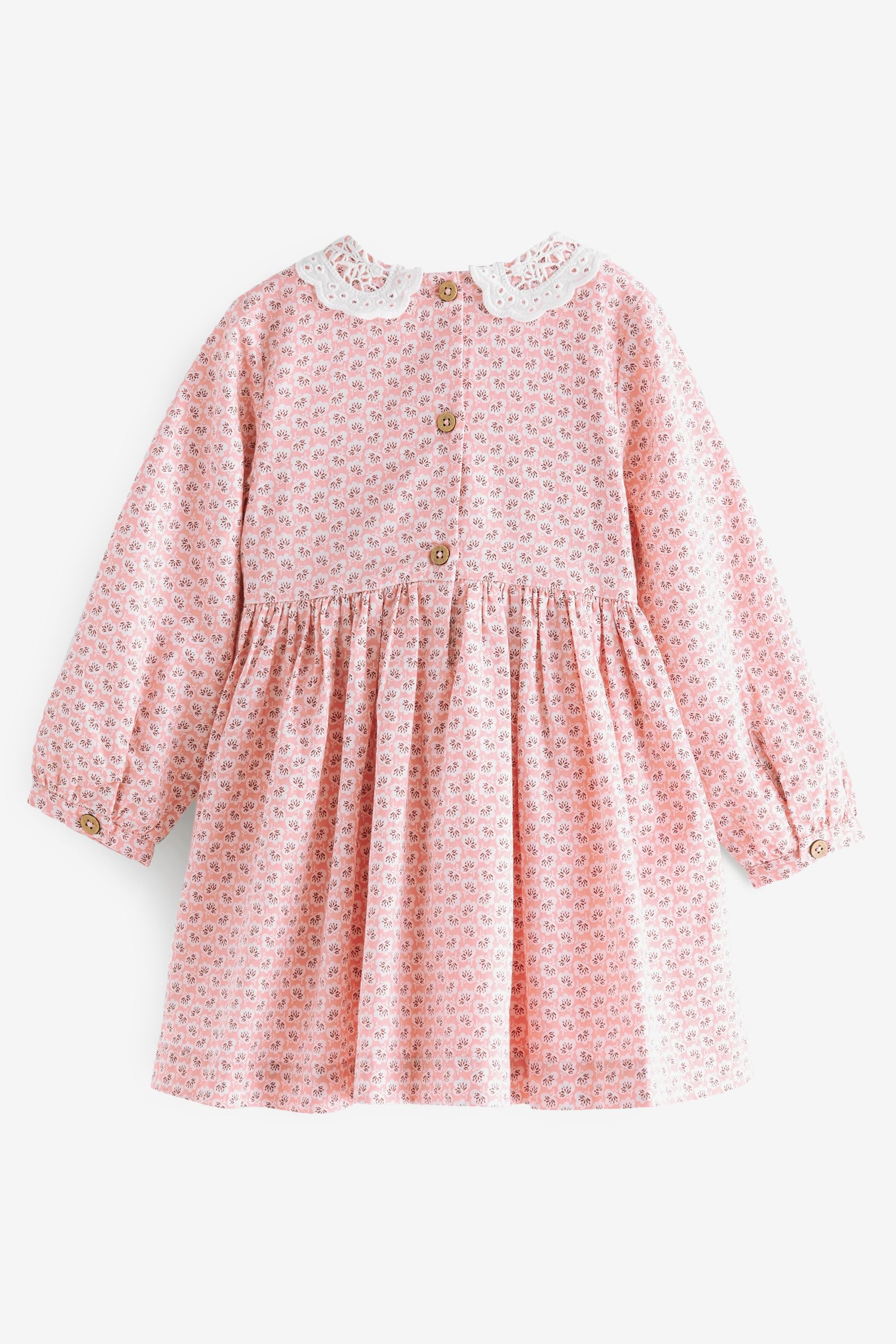 Pink Geo Printed Shirred Collar Dress (3mths-8yrs)