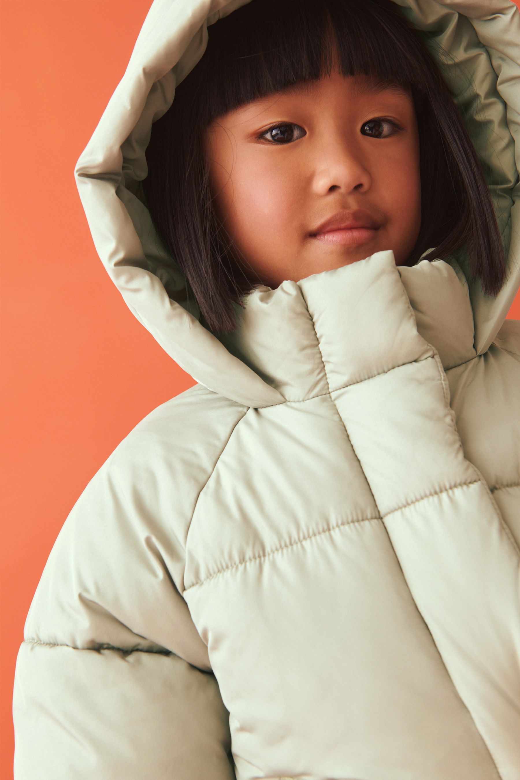 Green Shower Reistant Crop Padded Coat (5-14yrs)