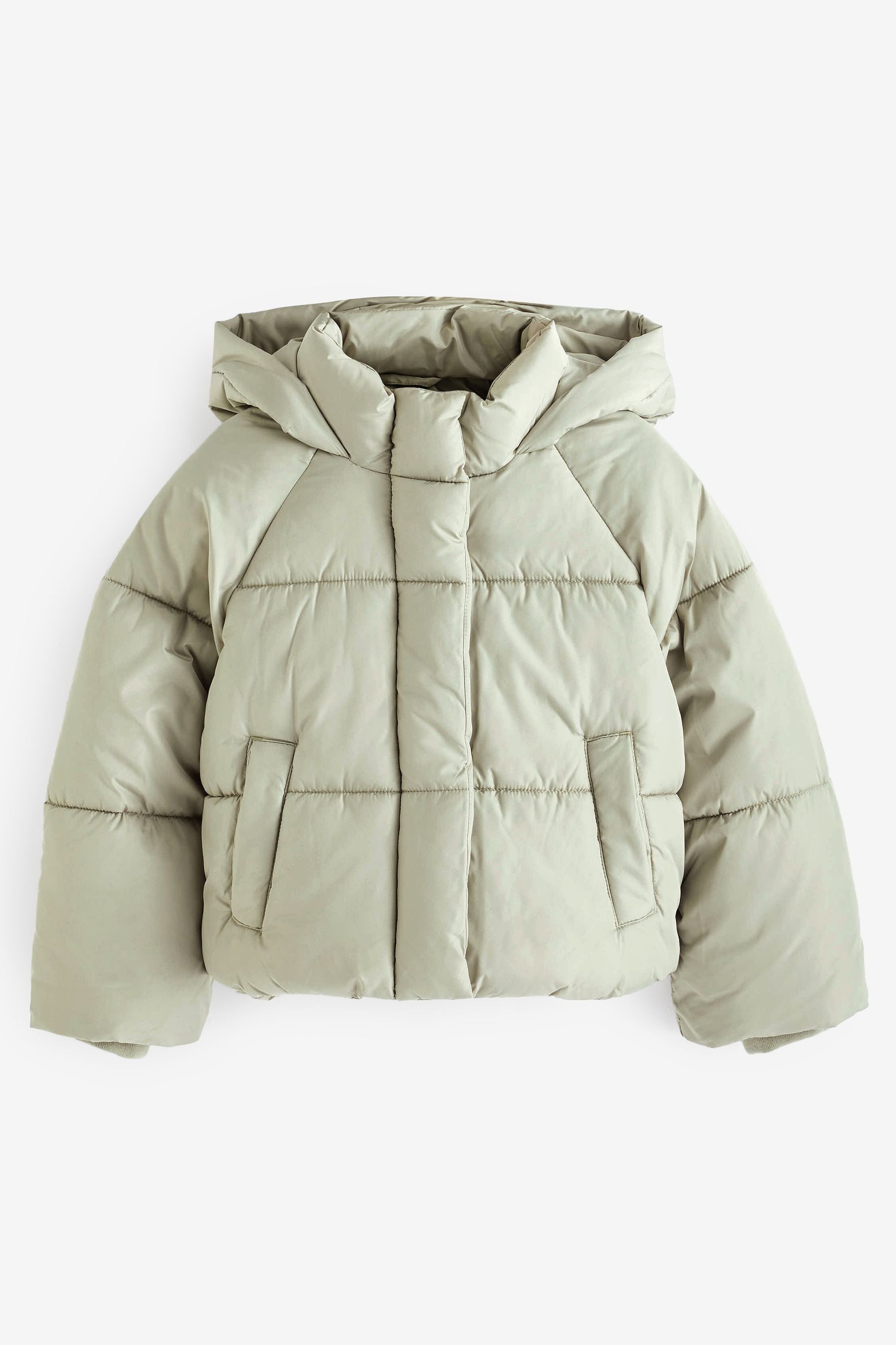 Green Shower Reistant Crop Padded Coat (5-14yrs)