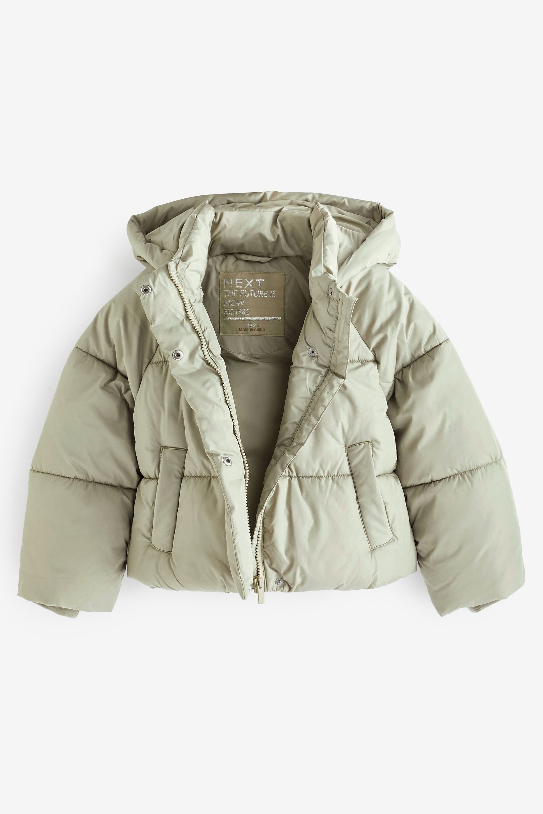 Green Shower Reistant Crop Padded Coat (5-14yrs)