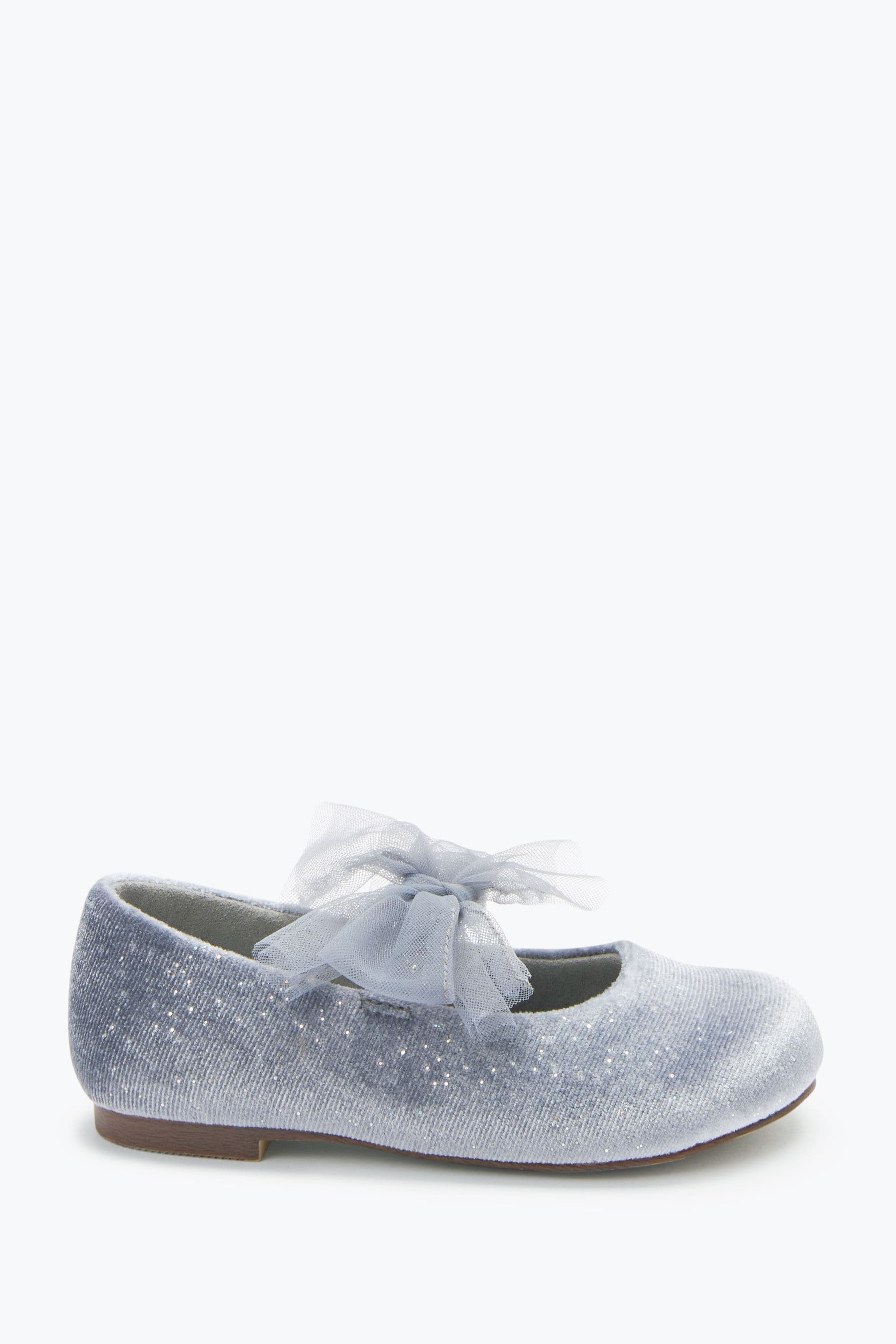 Grey Bow Mary Jane Occasion Shoes