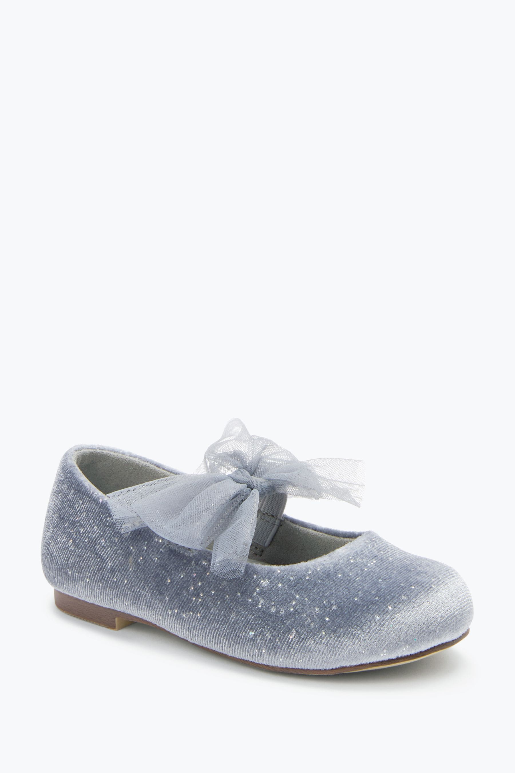 Grey Bow Mary Jane Occasion Shoes