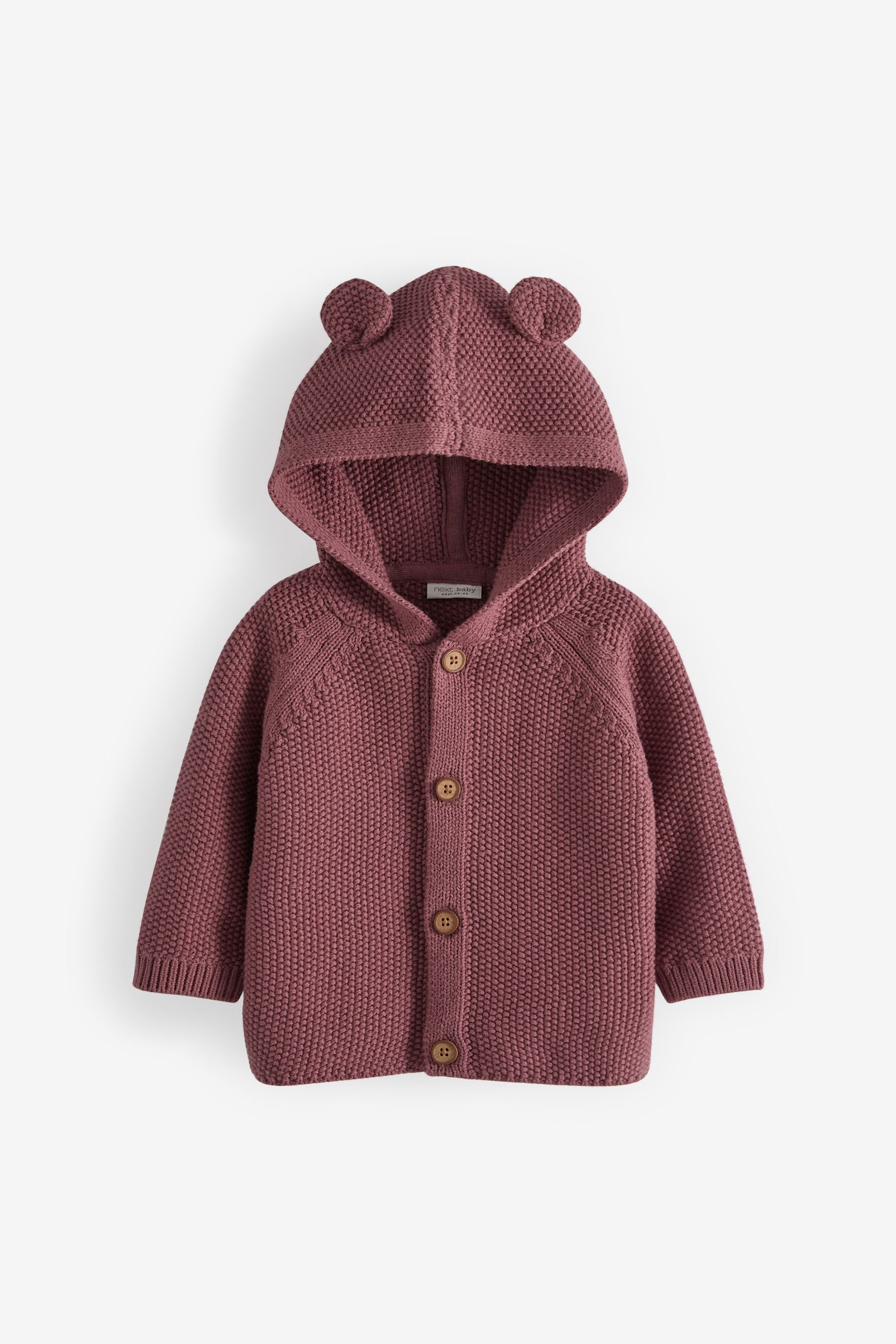 Purple Bear Ears Hooded Baby Cardigan (0mths-3yrs)