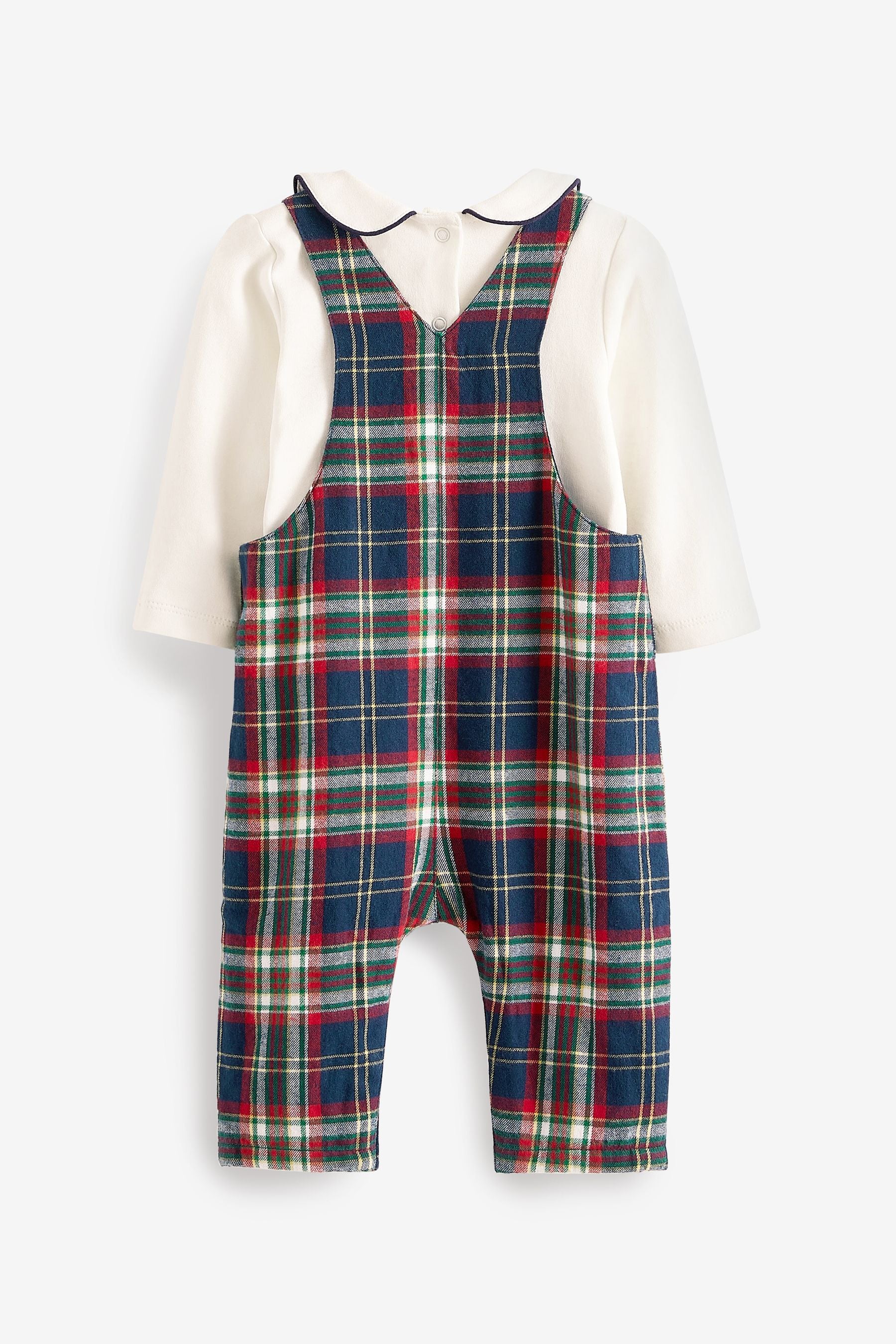 Navy/Red Woven Check Smart Baby Dungaree And Bodysuit Set (0mths-2yrs)