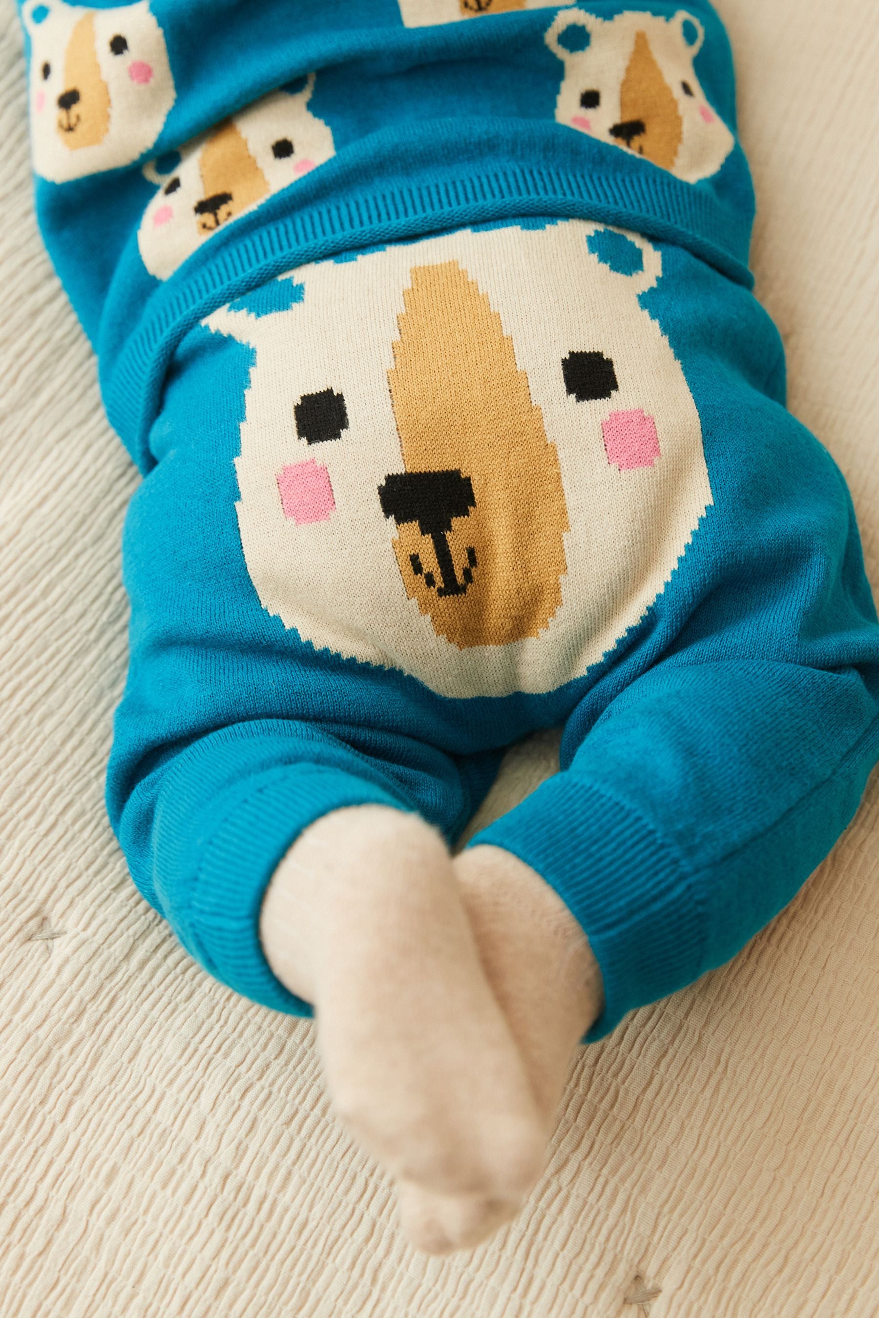 Teal Bear Two Piece Baby Knit Set (0mths-2yrs)