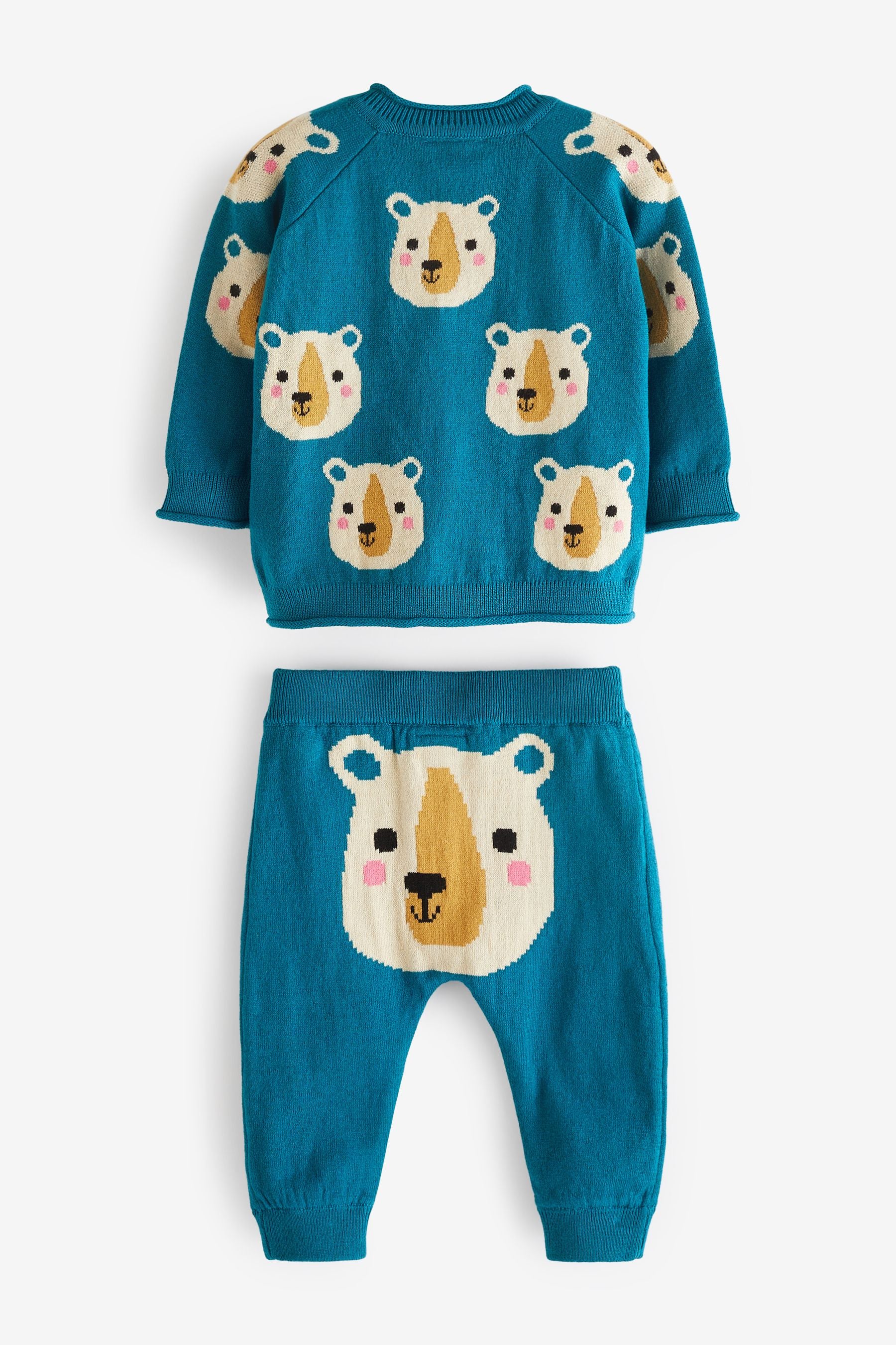 Teal Bear Two Piece Baby Knit Set (0mths-2yrs)