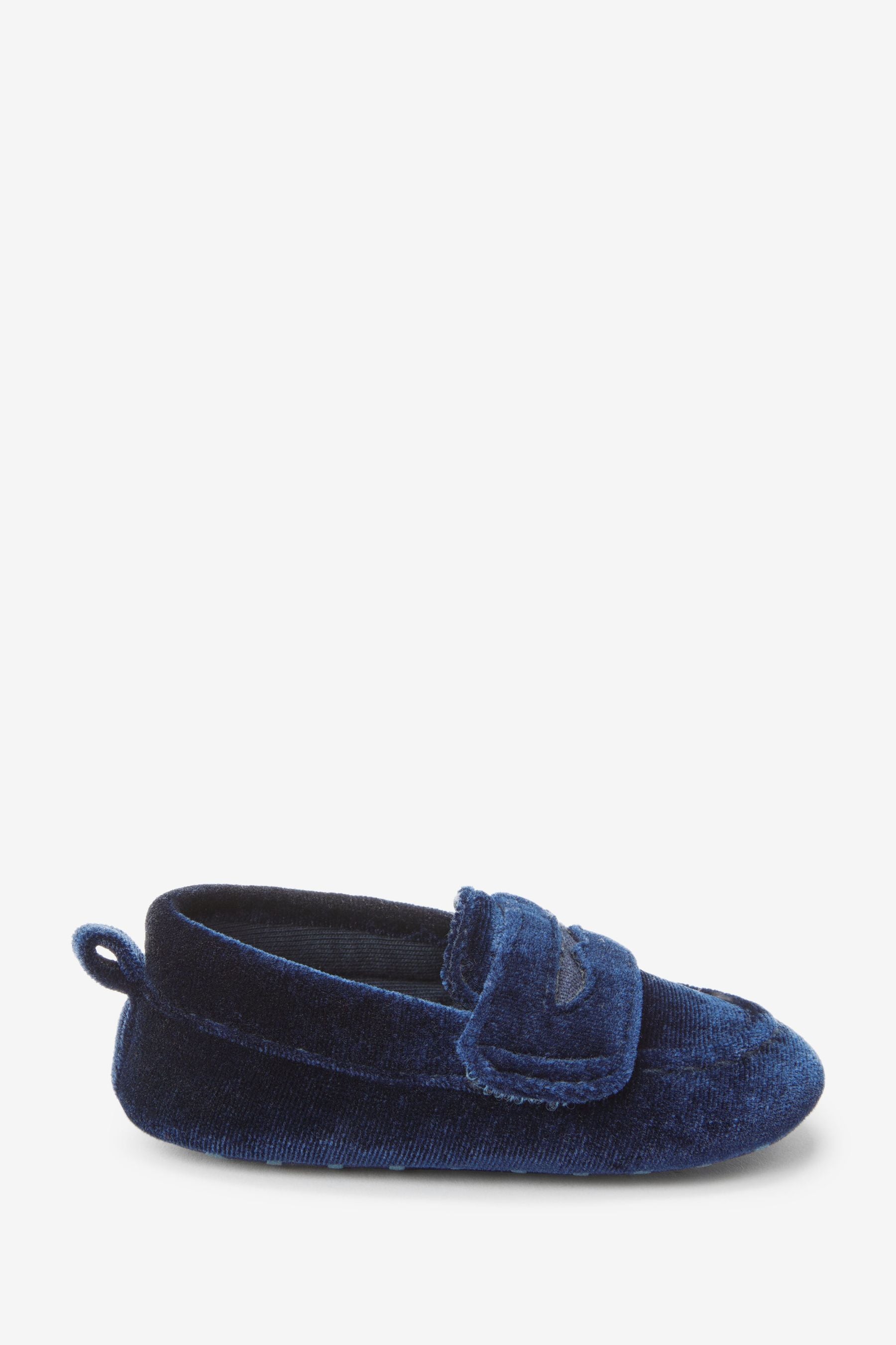 Navy Blue Velvet Penny Loafers (0-24mths)