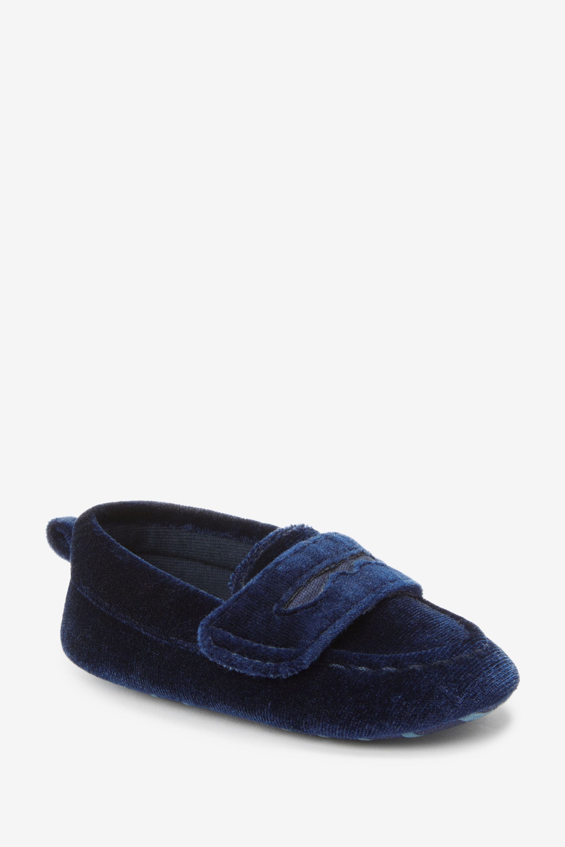 Navy Blue Velvet Penny Loafers (0-24mths)