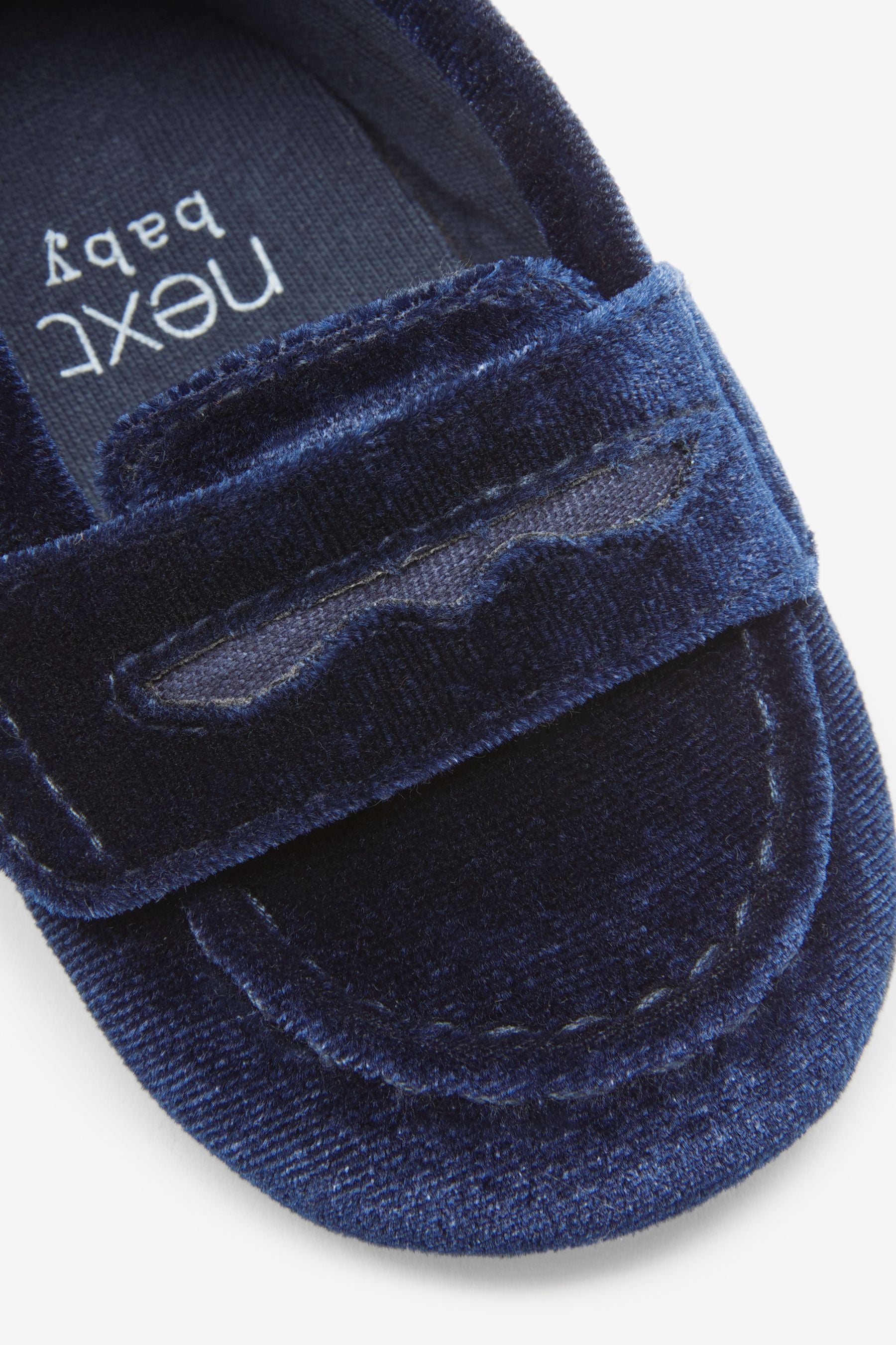 Navy Blue Velvet Penny Loafers (0-24mths)