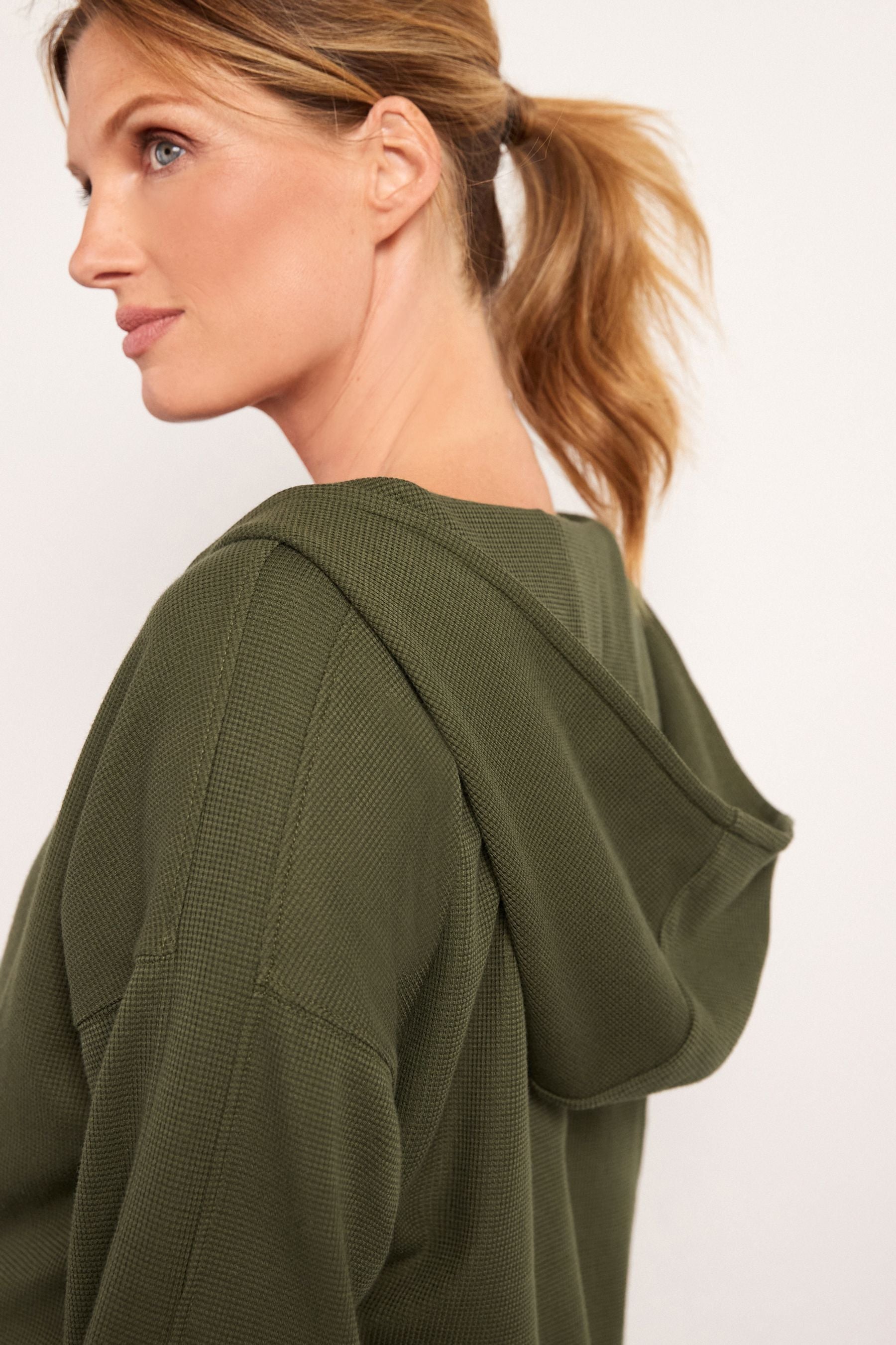 Khaki Green Maternity Hooded Sports Top