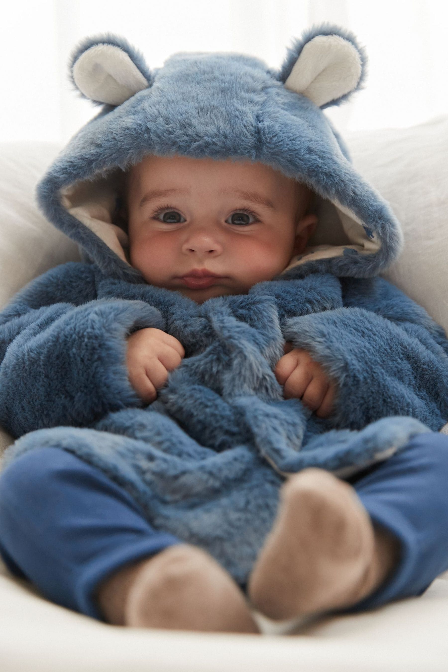 Blue Hooded Ears Cosy Button-Up Baby Jacket (0mths-2yrs)