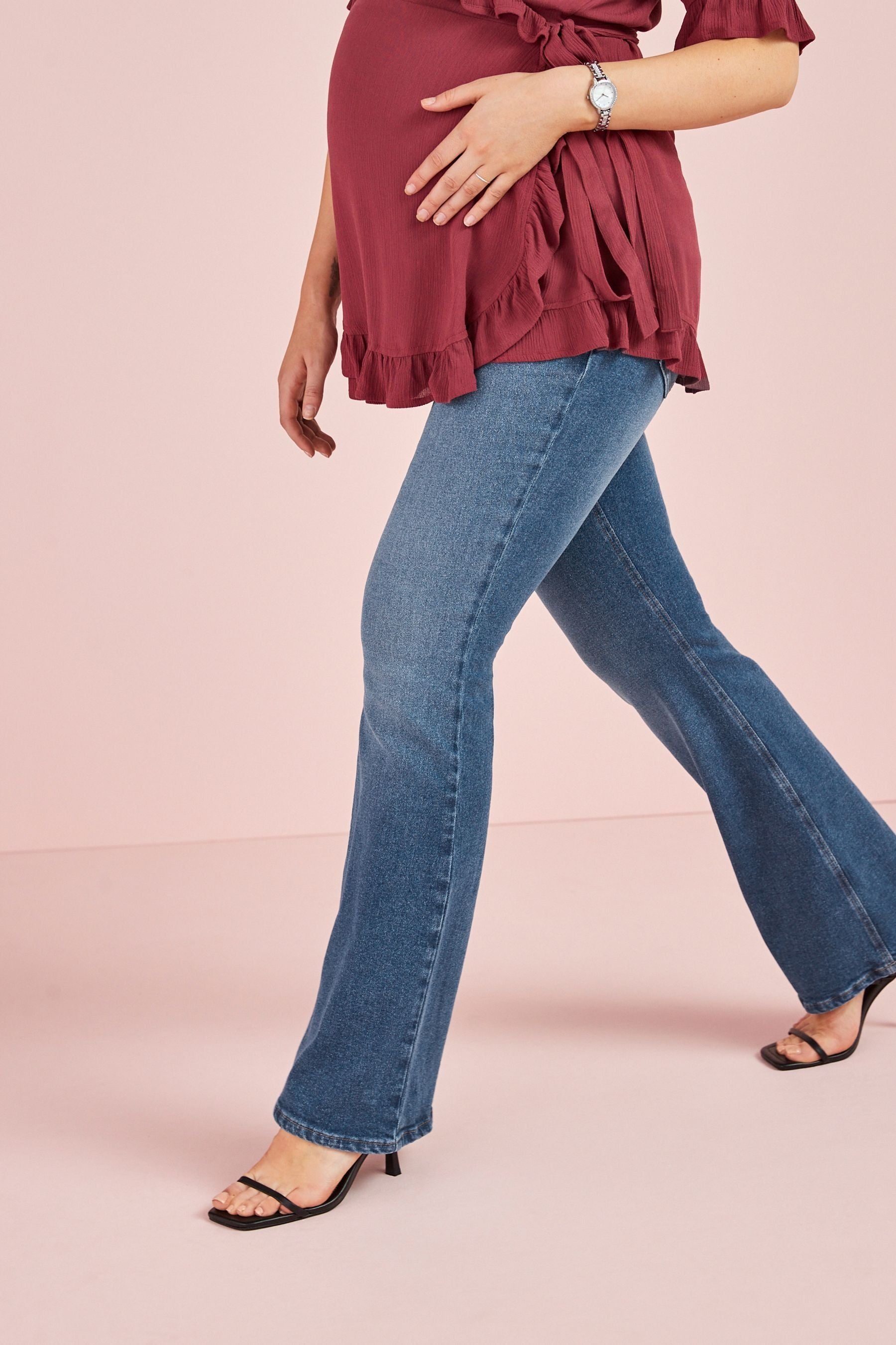 Blue Maternity Flared Jeans