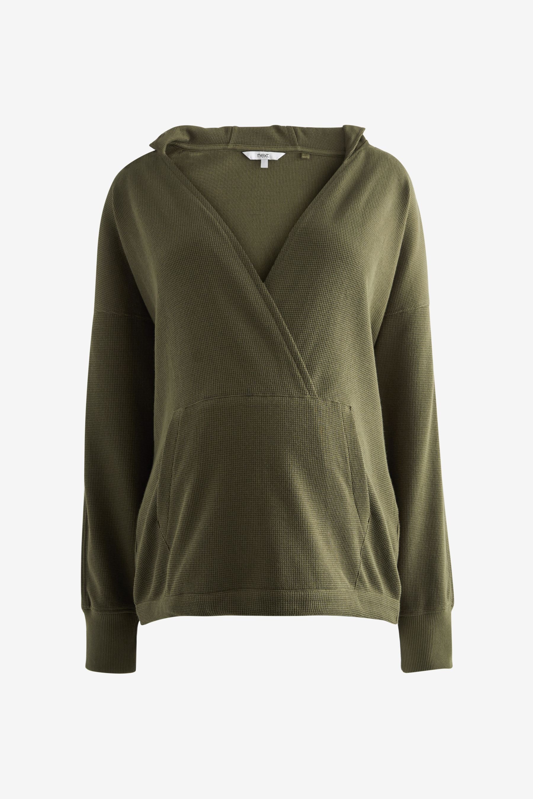 Khaki Green Maternity Hooded Sports Top