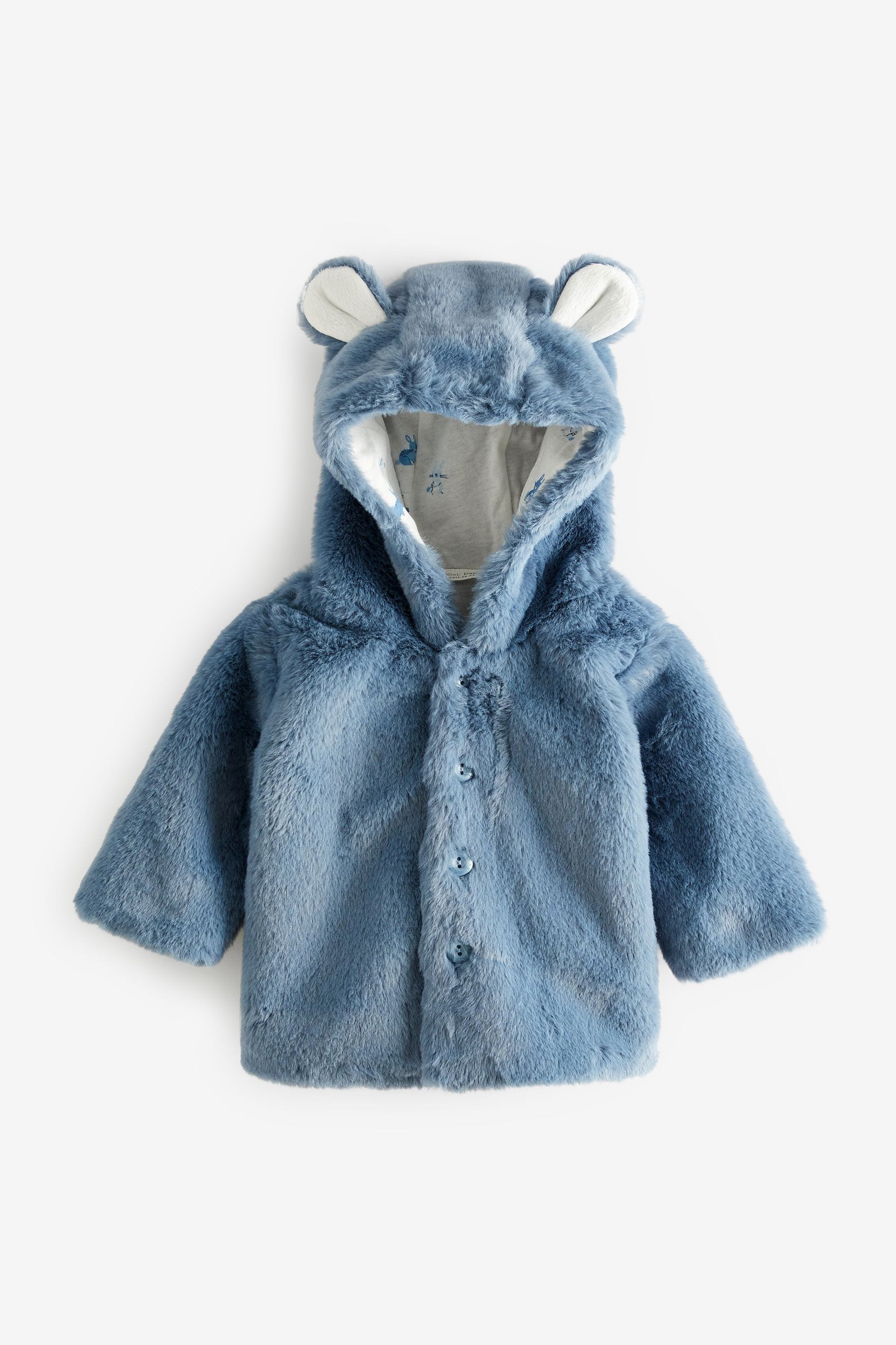 Blue Hooded Ears Cosy Button-Up Baby Jacket (0mths-2yrs)