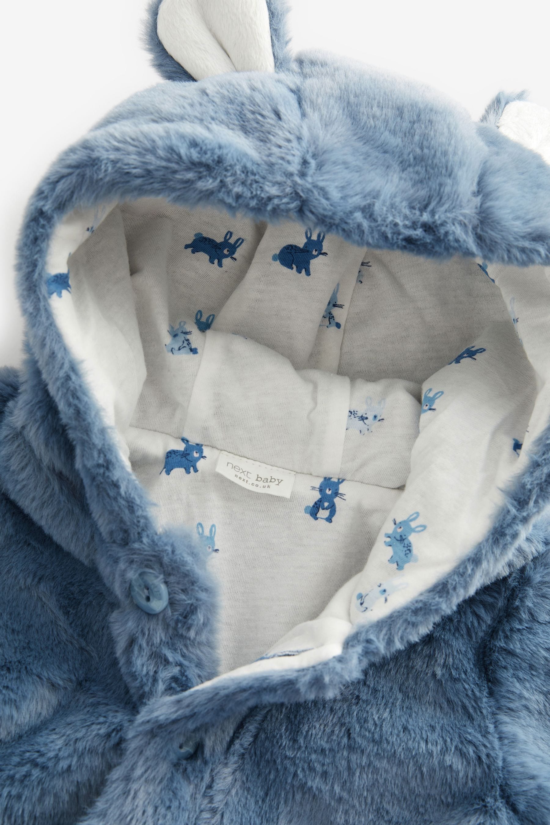 Blue Hooded Ears Cosy Button-Up Baby Jacket (0mths-2yrs)