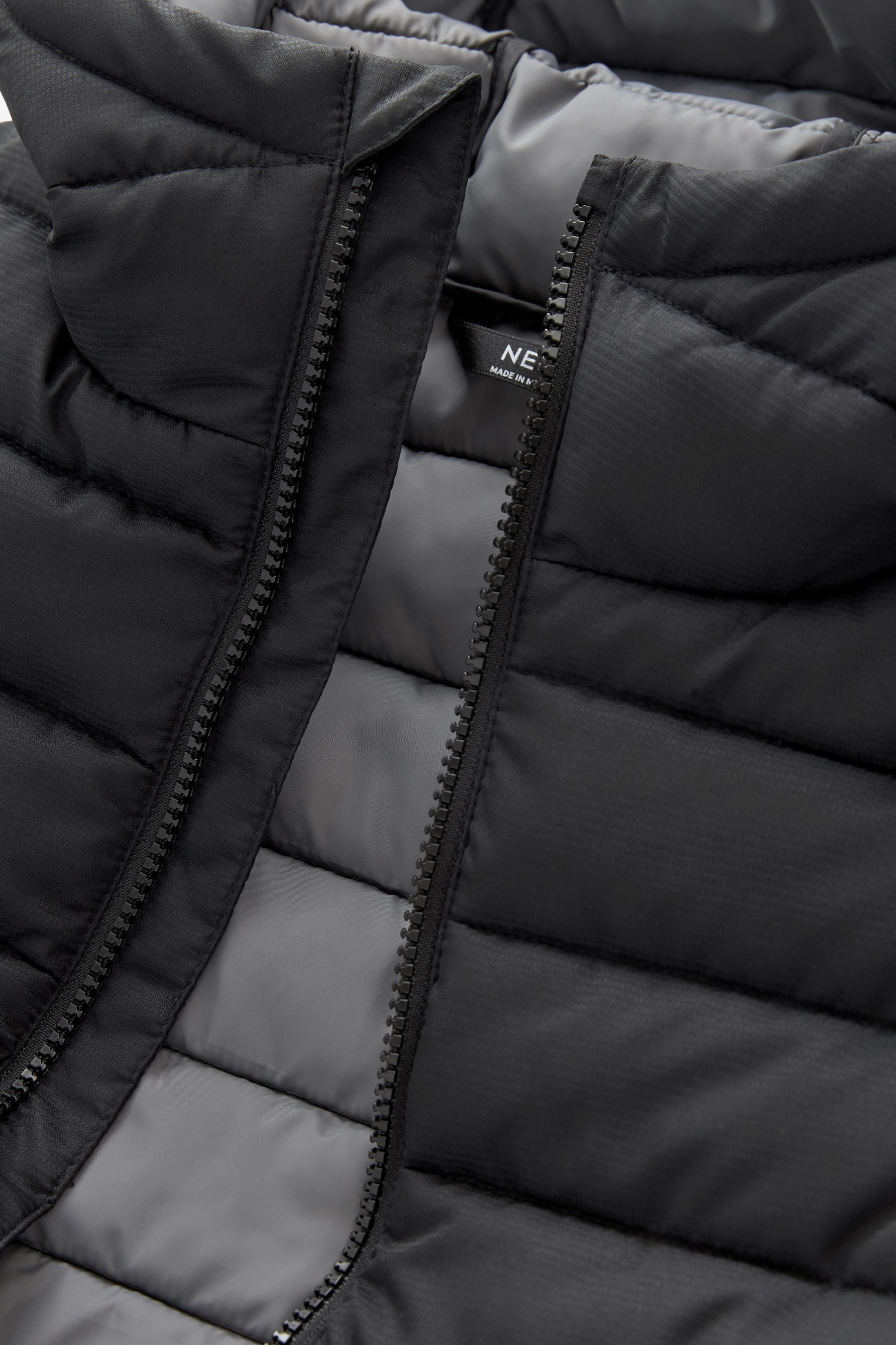 Black Quilted Midweight Hooded Jacket (3-17yrs)