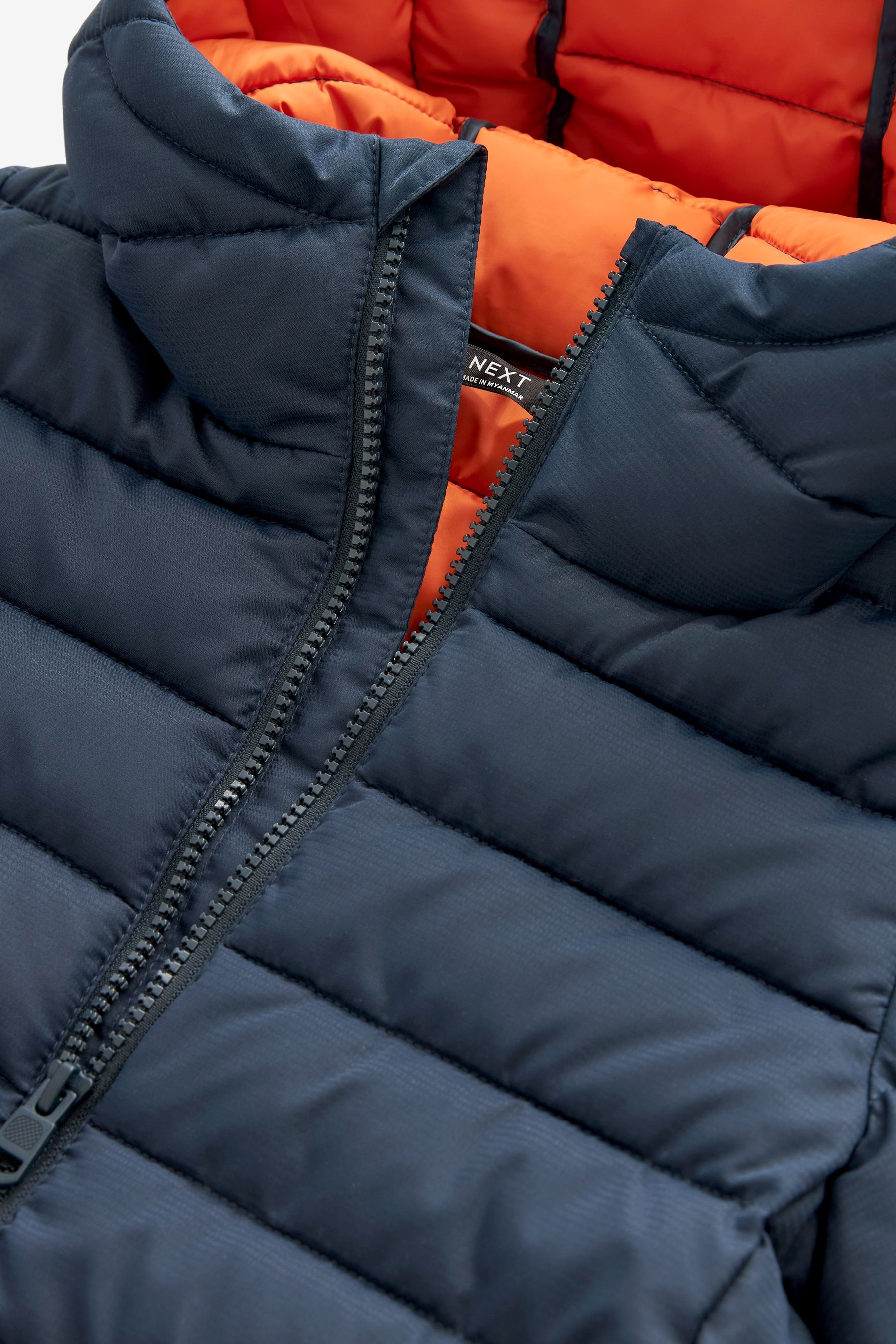 Navy Blue Quilted Midweight Hooded Jacket (3-17yrs)