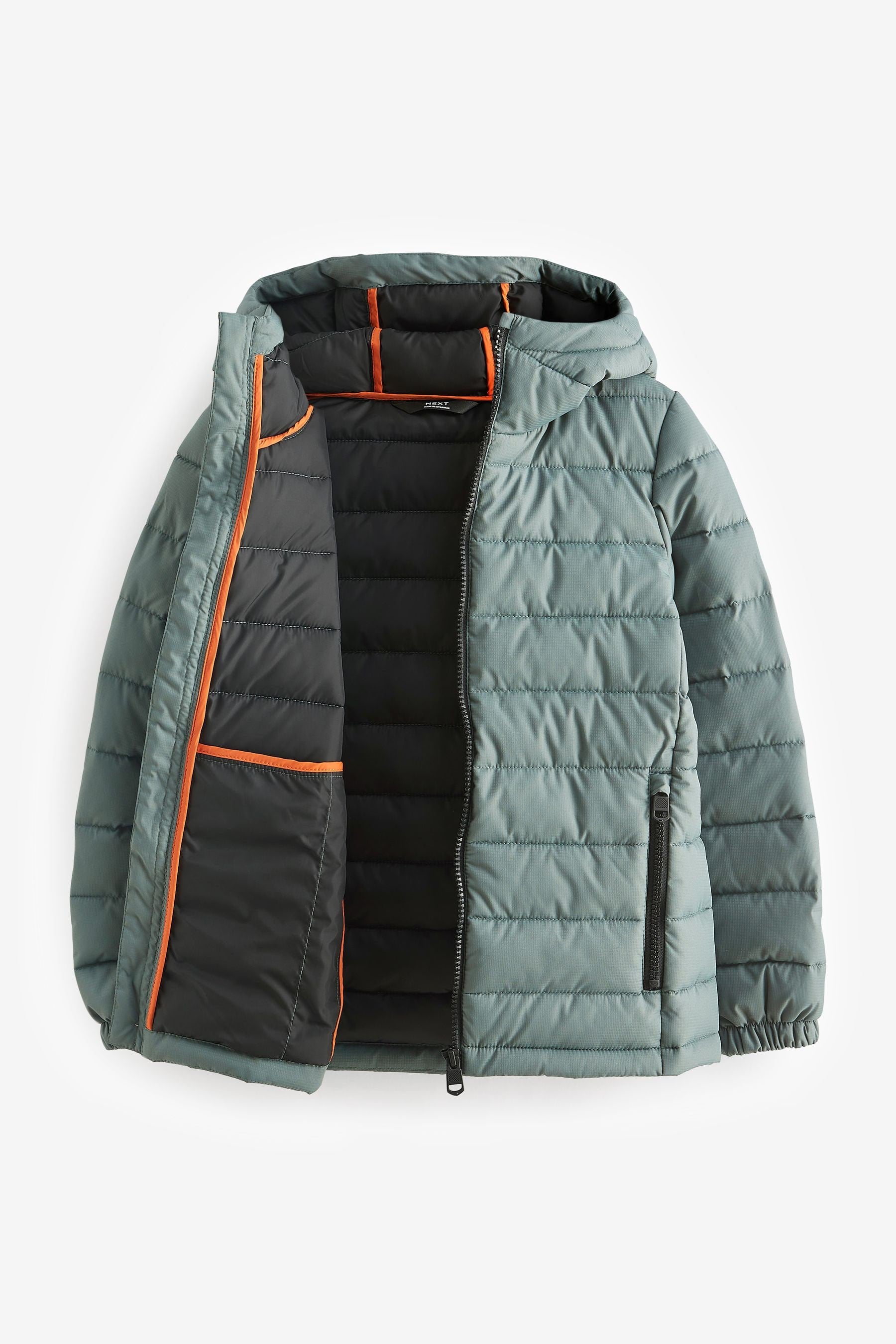 Teal Blue Quilted Midweight Hooded Jacket (3-16yrs)