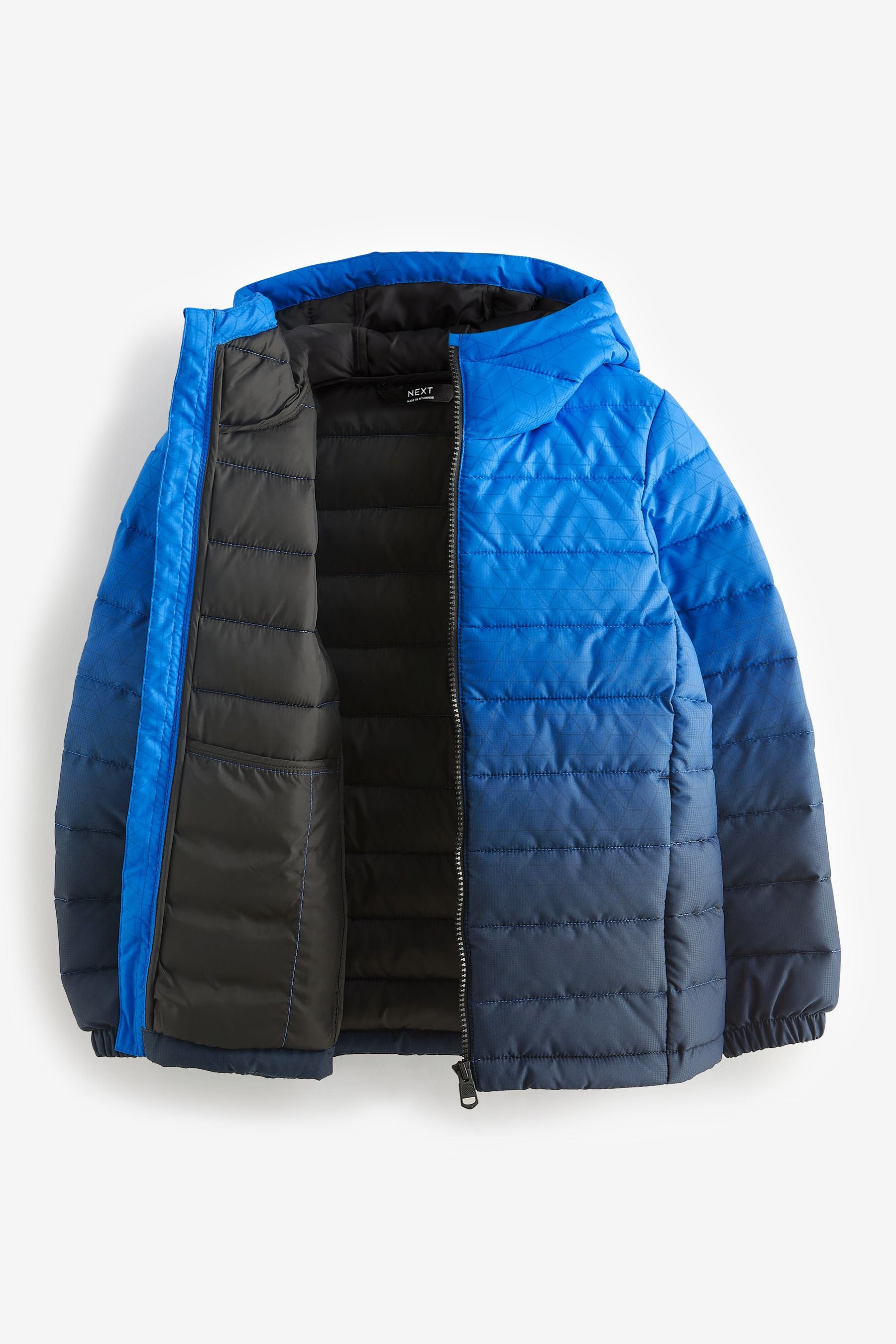 Blue Print Quilted Midweight Hooded Jacket (3-17yrs)