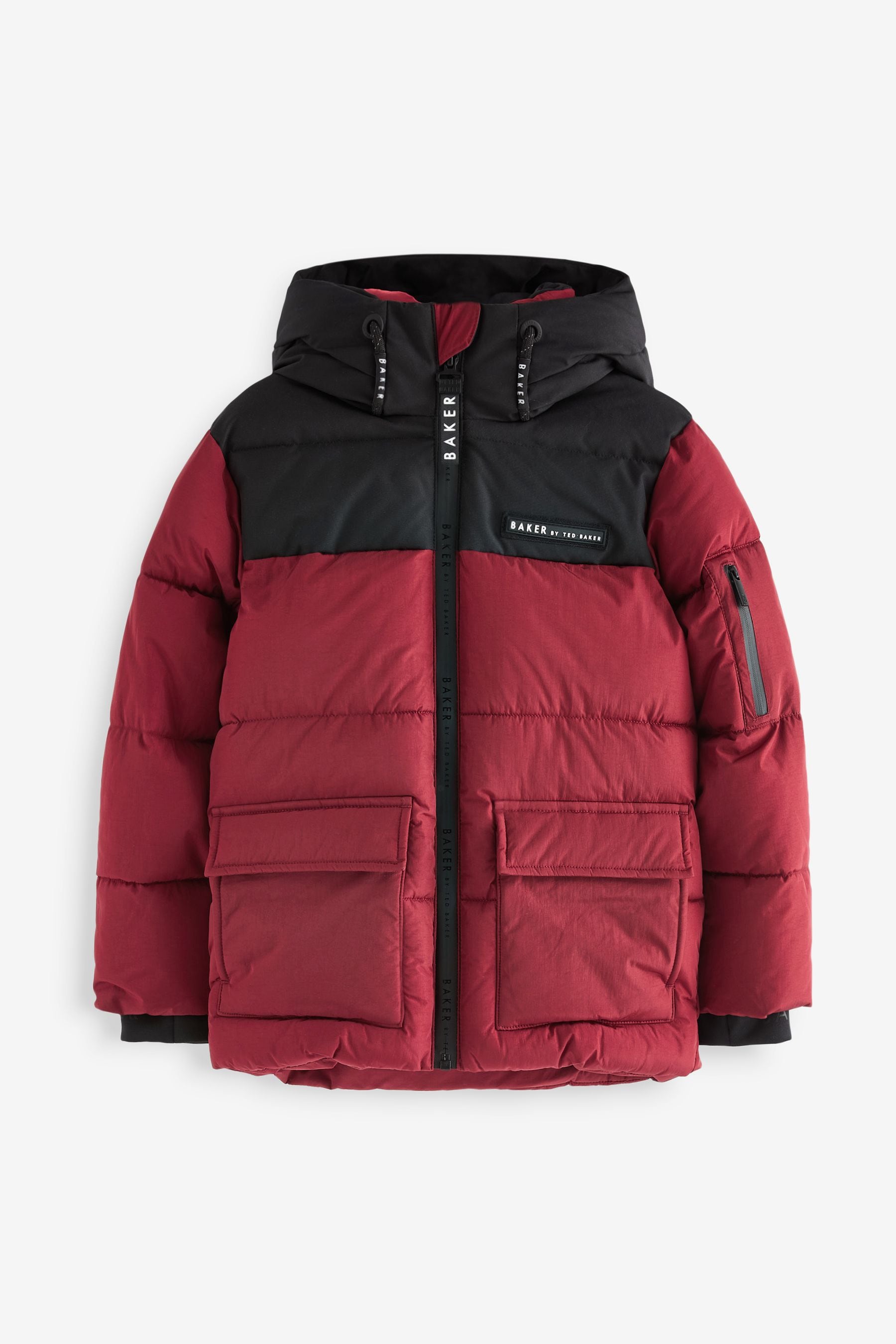 Red Baker by Ted Baker Shower Resistant Colourblock Padded Coat