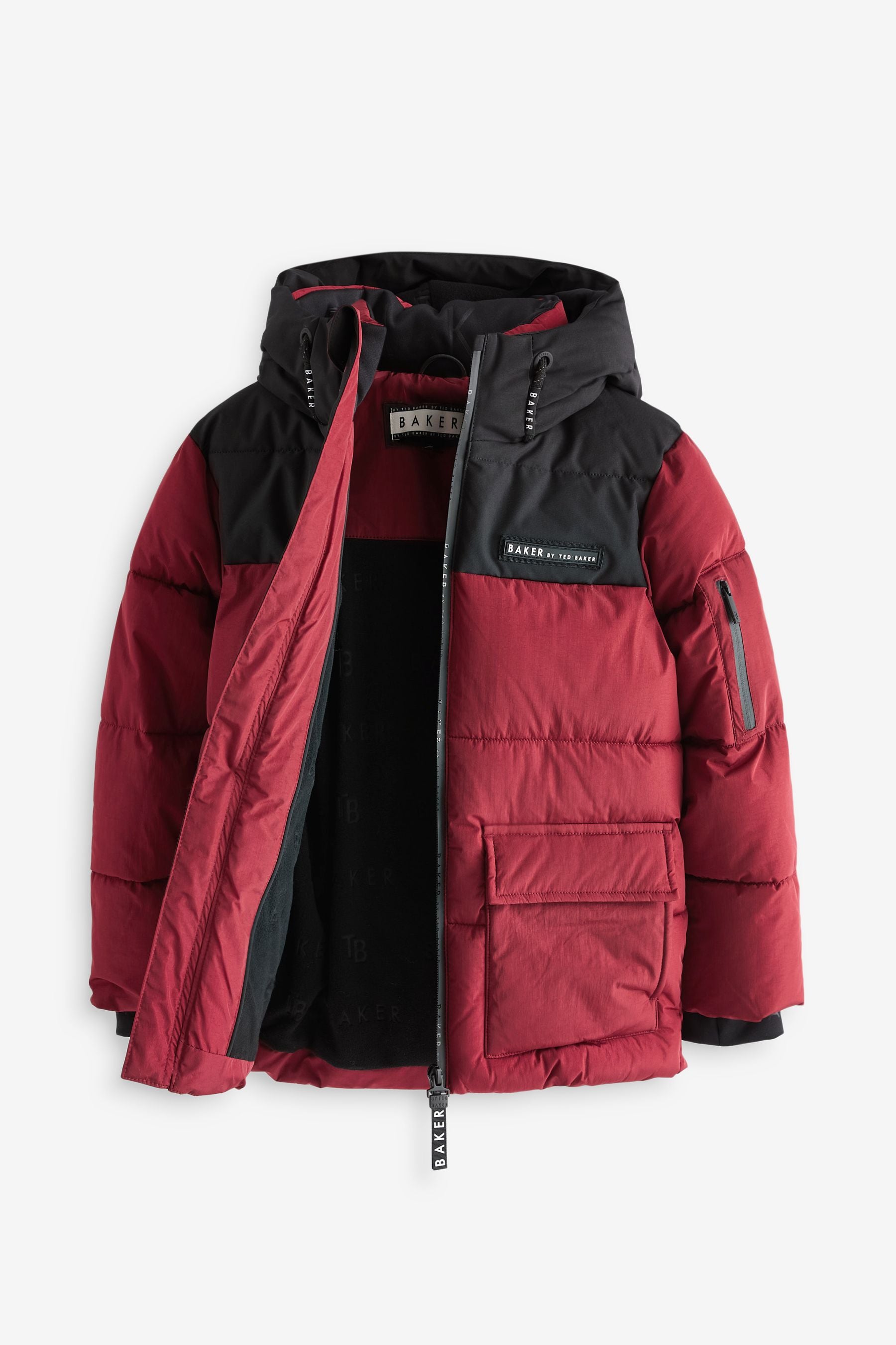 Red Baker by Ted Baker Shower Resistant Colourblock Padded Coat