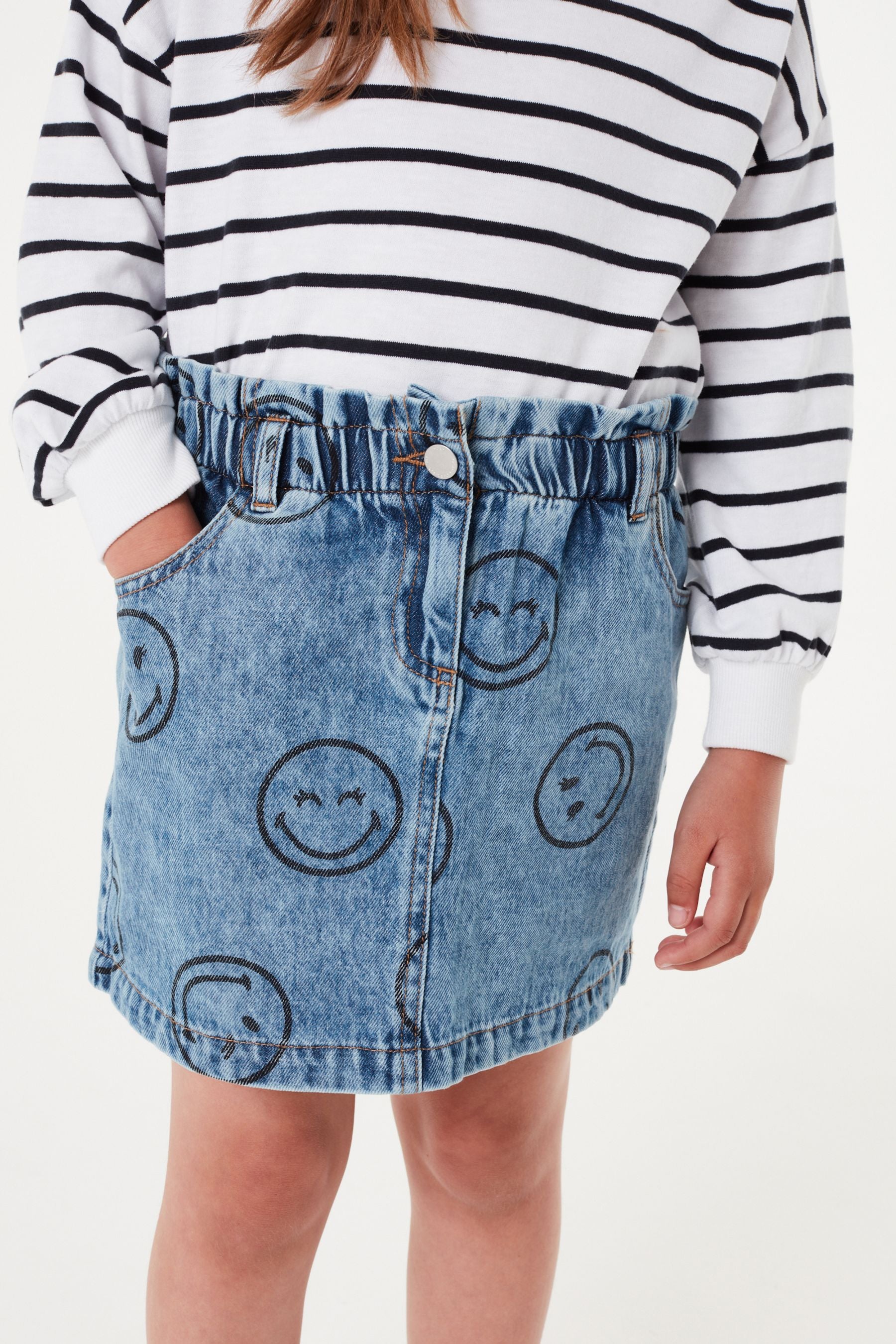 SmileyWorld Denim Paperbag Waist Skirt (3-16yrs)