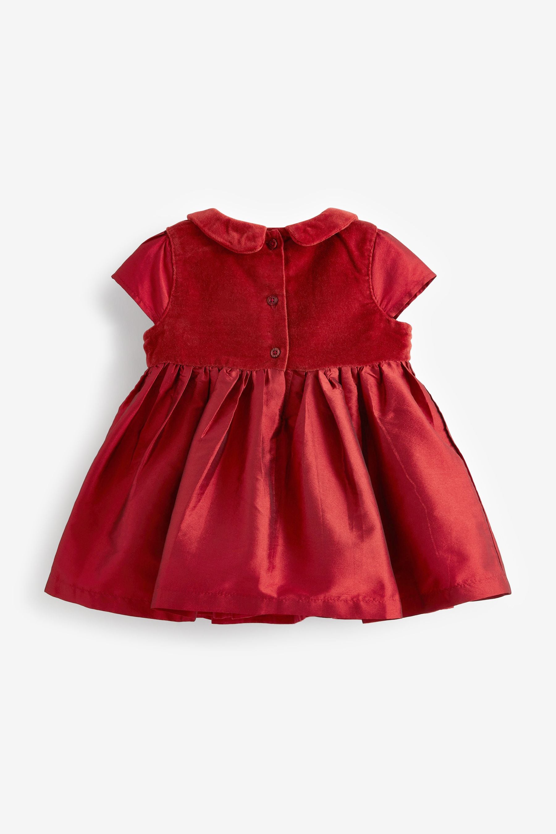 Red Taffeta Occasion Baby Dress With Embroidery Collar (0mths-2yrs)