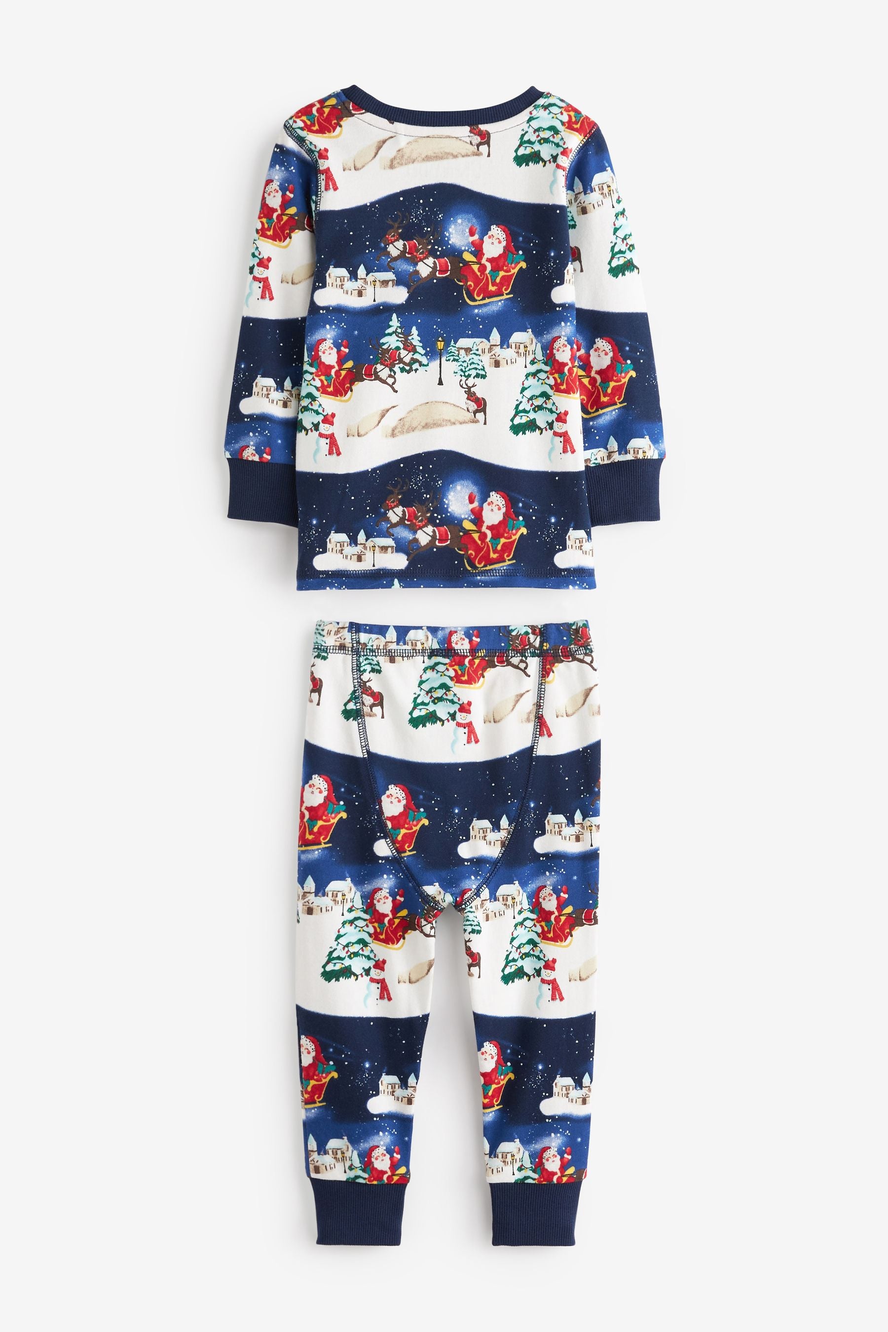 Blue Santa Sleigh Scene Christmas Pyjamas (9mths-12yrs)