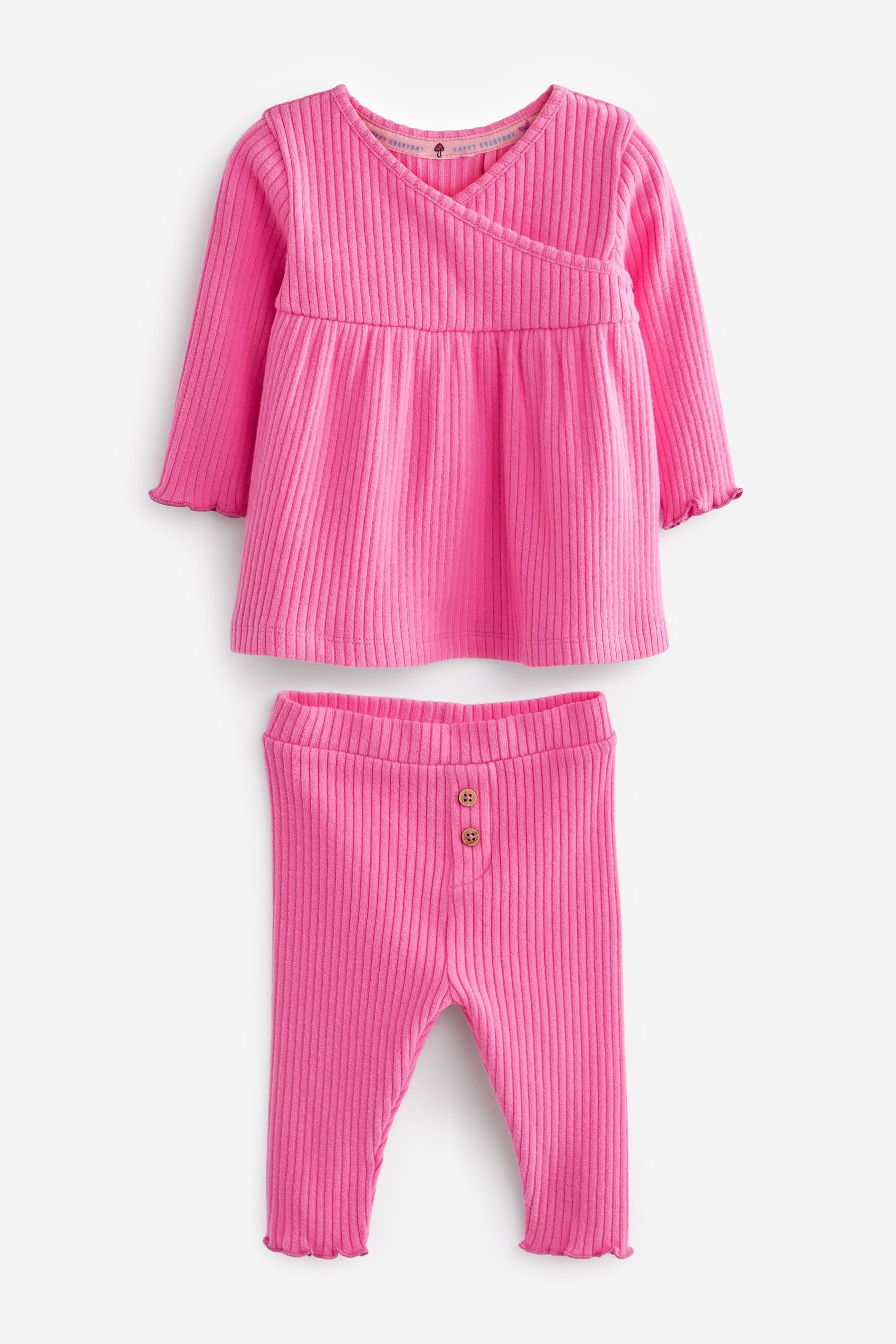 Pink Baby Wrap Top And Trouser Set 2 Piece