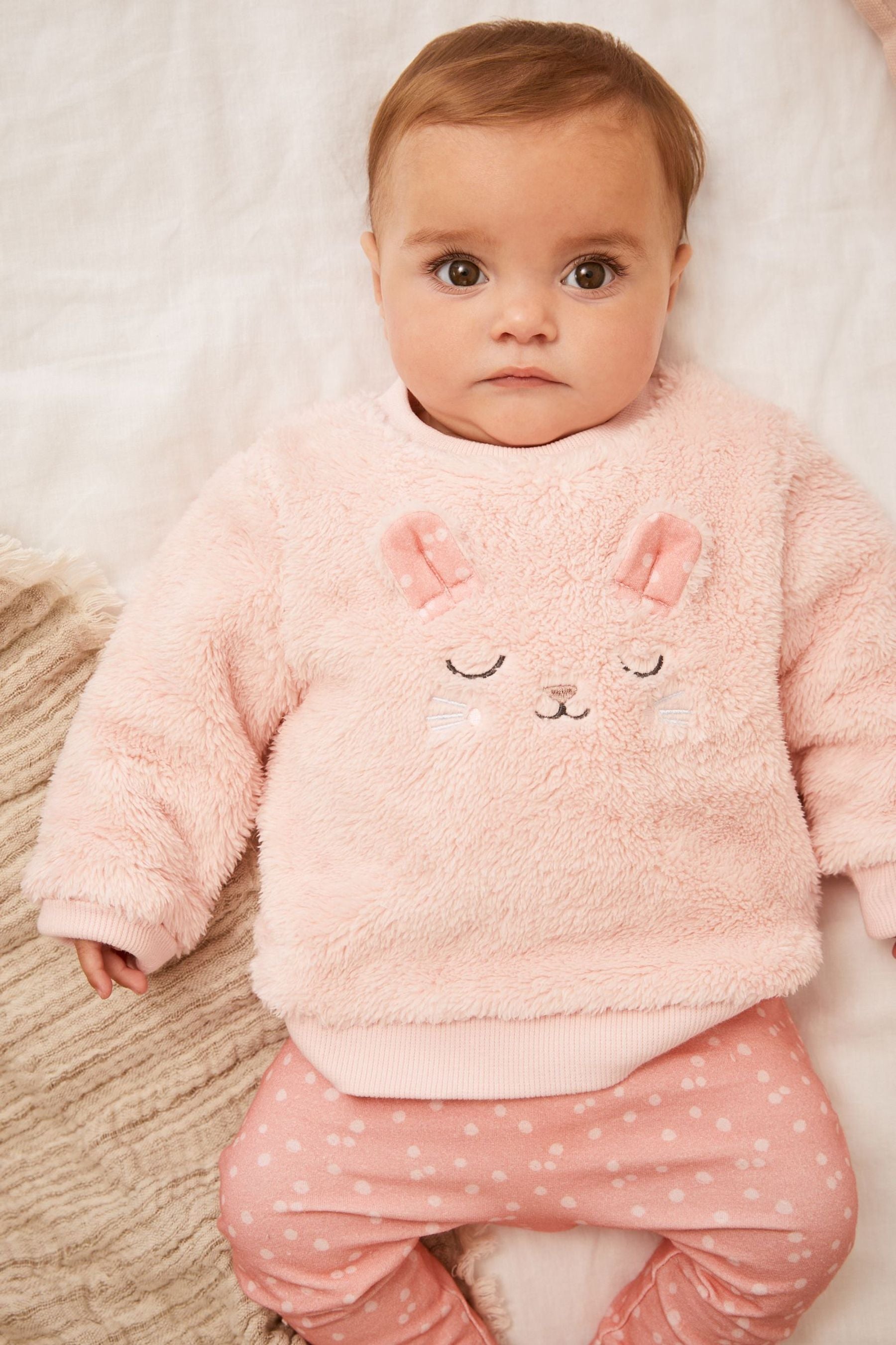 Pink 2 Piece Fleece Bunny Baby Set