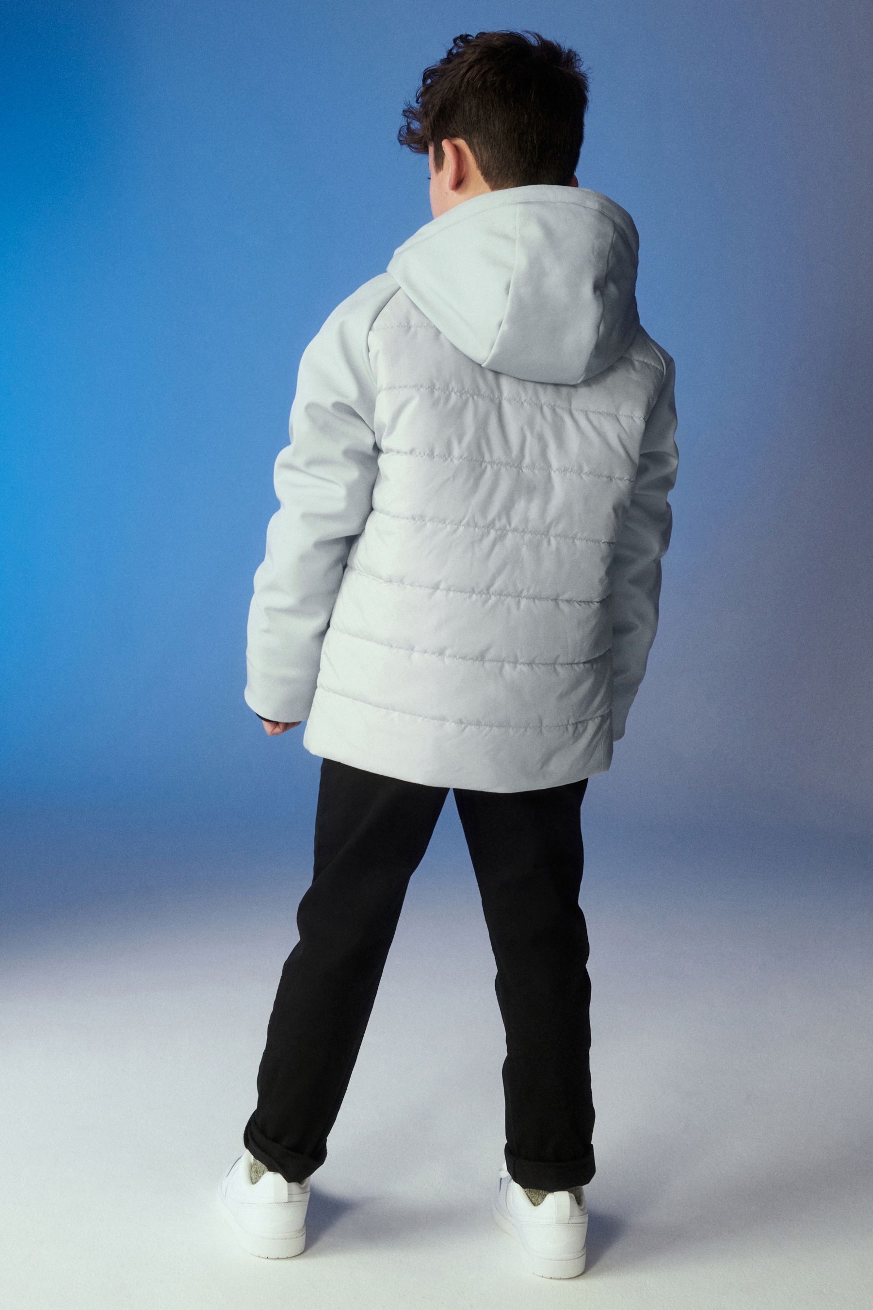 Grey Putty Quilted Hybrid Coat (3-16yrs)